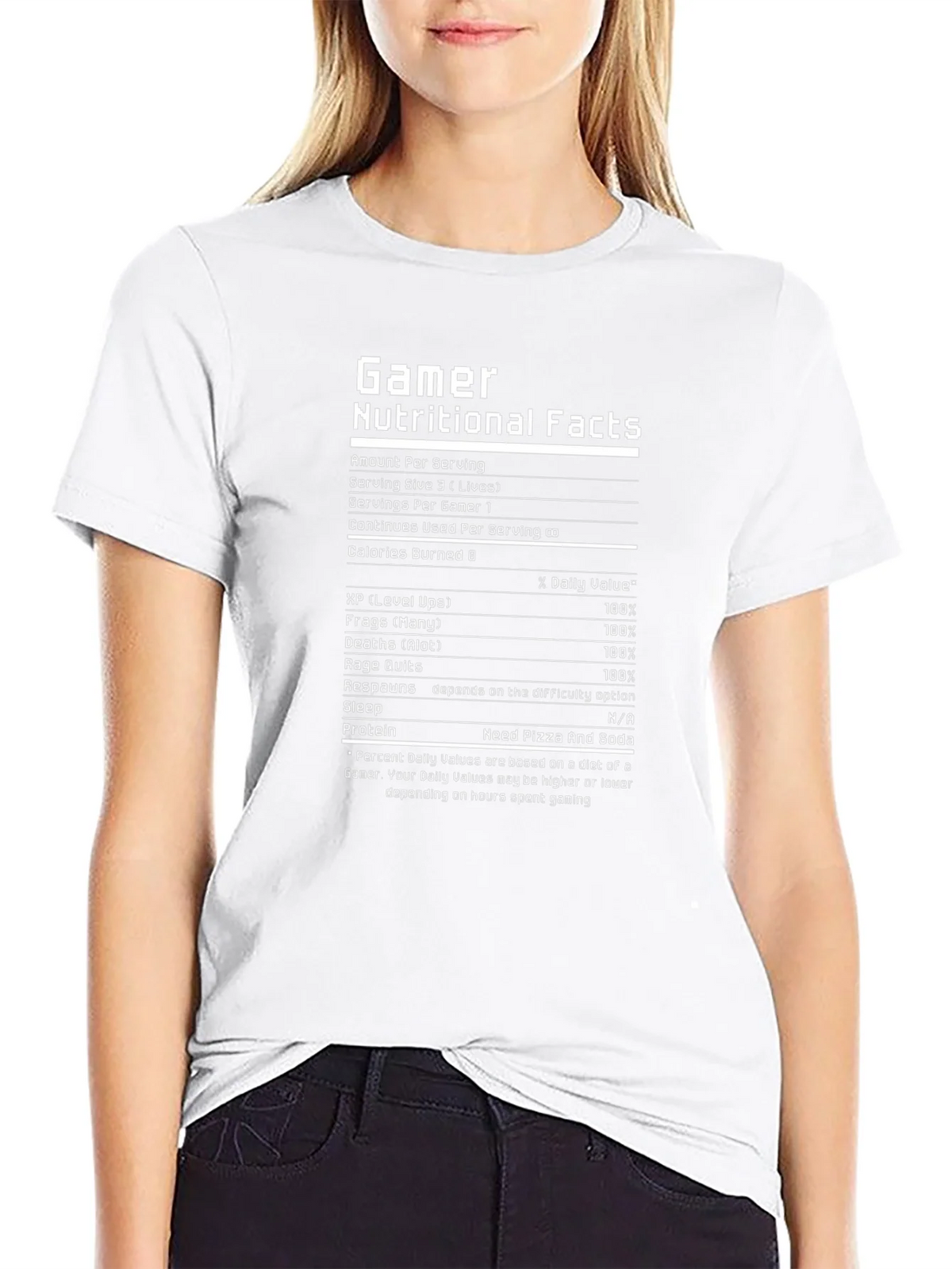 Gamer Nutritional Facts Funny Black T-Shirt product image 8