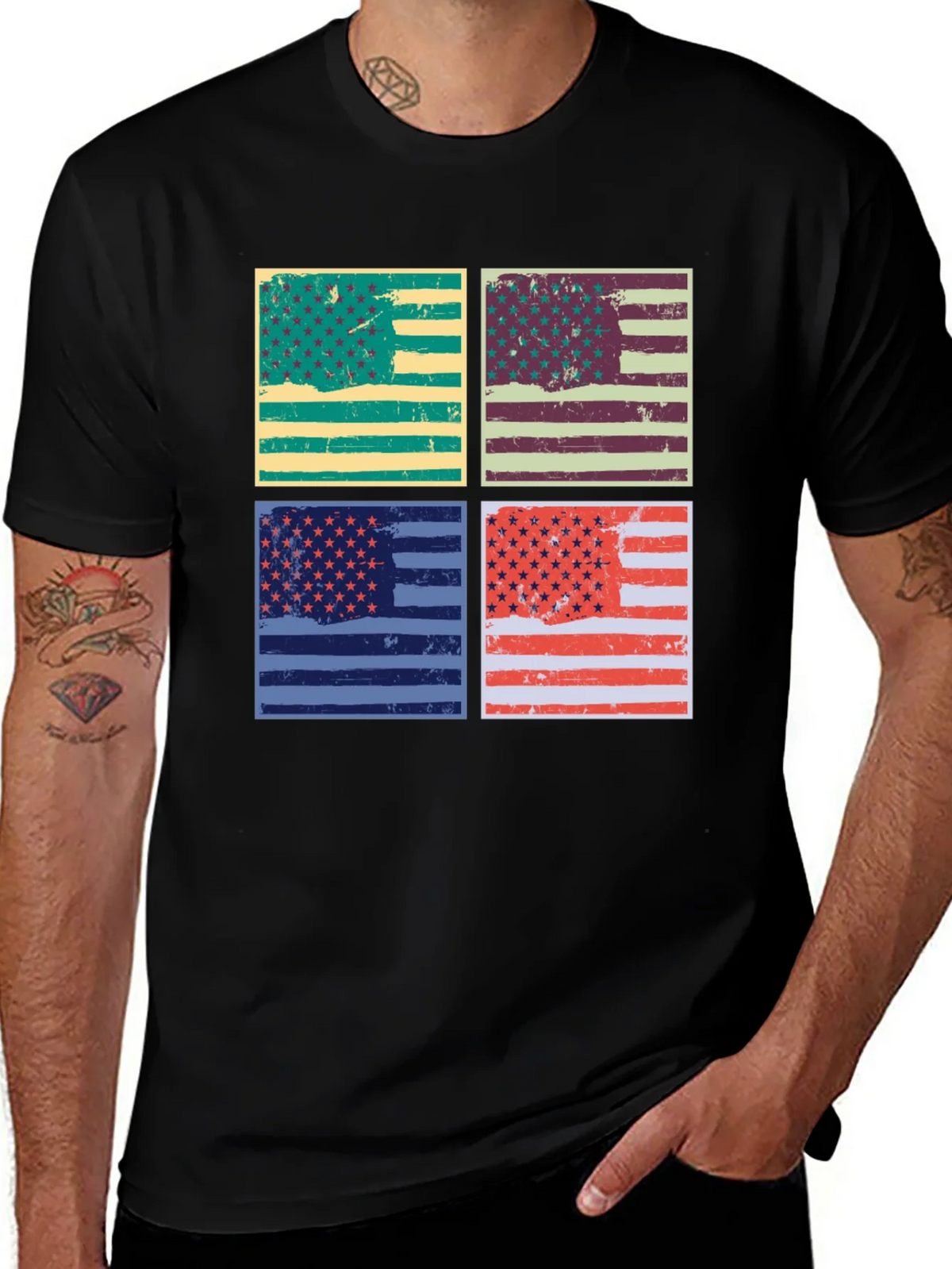 Retro American Flag Graphic T-Shirt - Patriotic Style product image 1