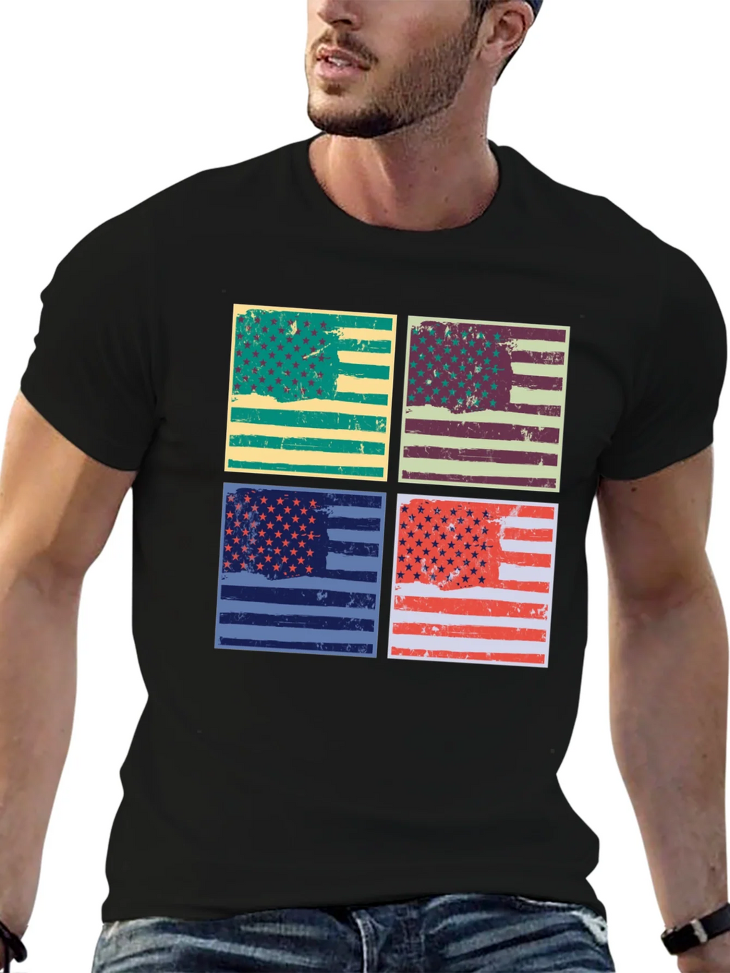 Retro American Flag Graphic T-Shirt - Patriotic Style product image 5