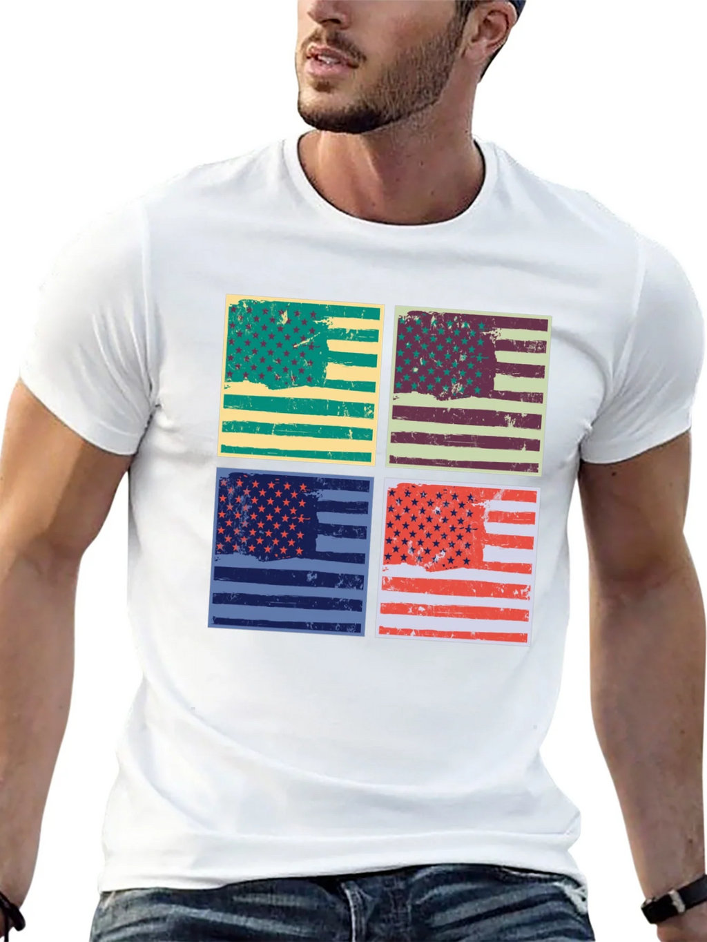 Retro American Flag Graphic T-Shirt - Patriotic Style product image 10