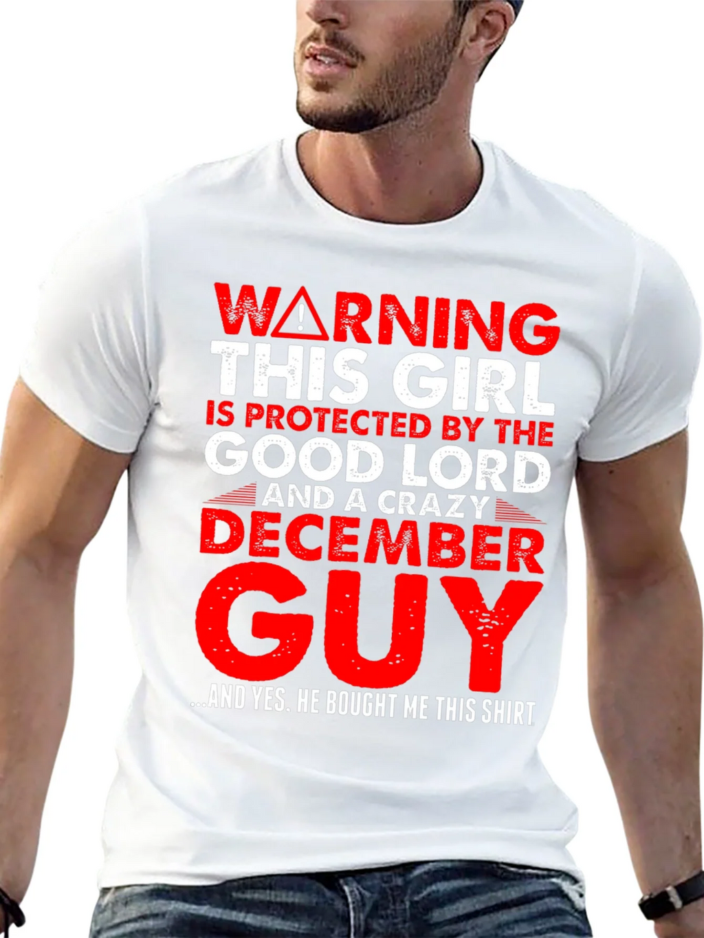Warning Protected by Good Lord & Crazy December Guy T-Shirt product image 12