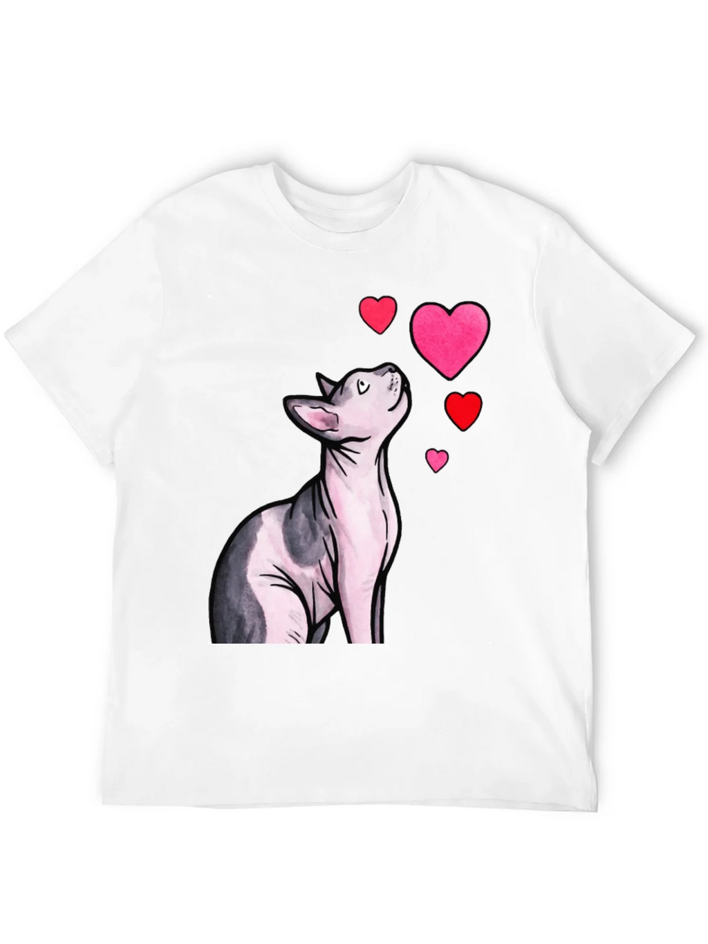Sphynx Cat & Hearts Graphic T-Shirt - Black product image 11