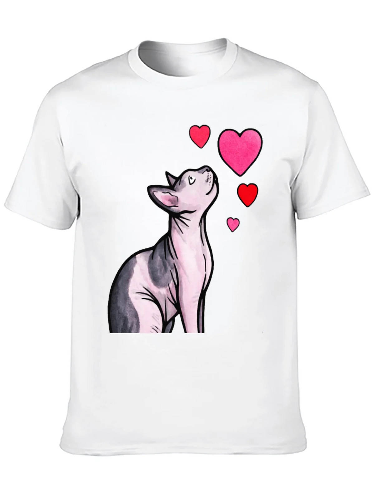 Sphynx Cat & Hearts Graphic T-Shirt - Black product image 9