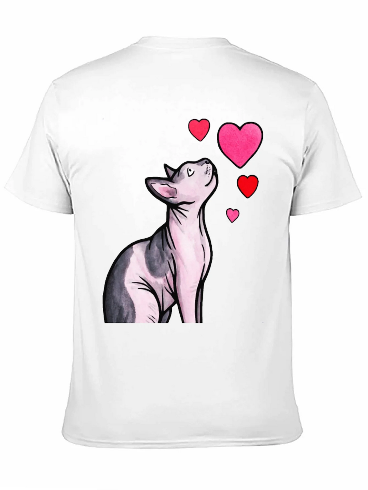 Sphynx Cat & Hearts Graphic T-Shirt - Black product image 10
