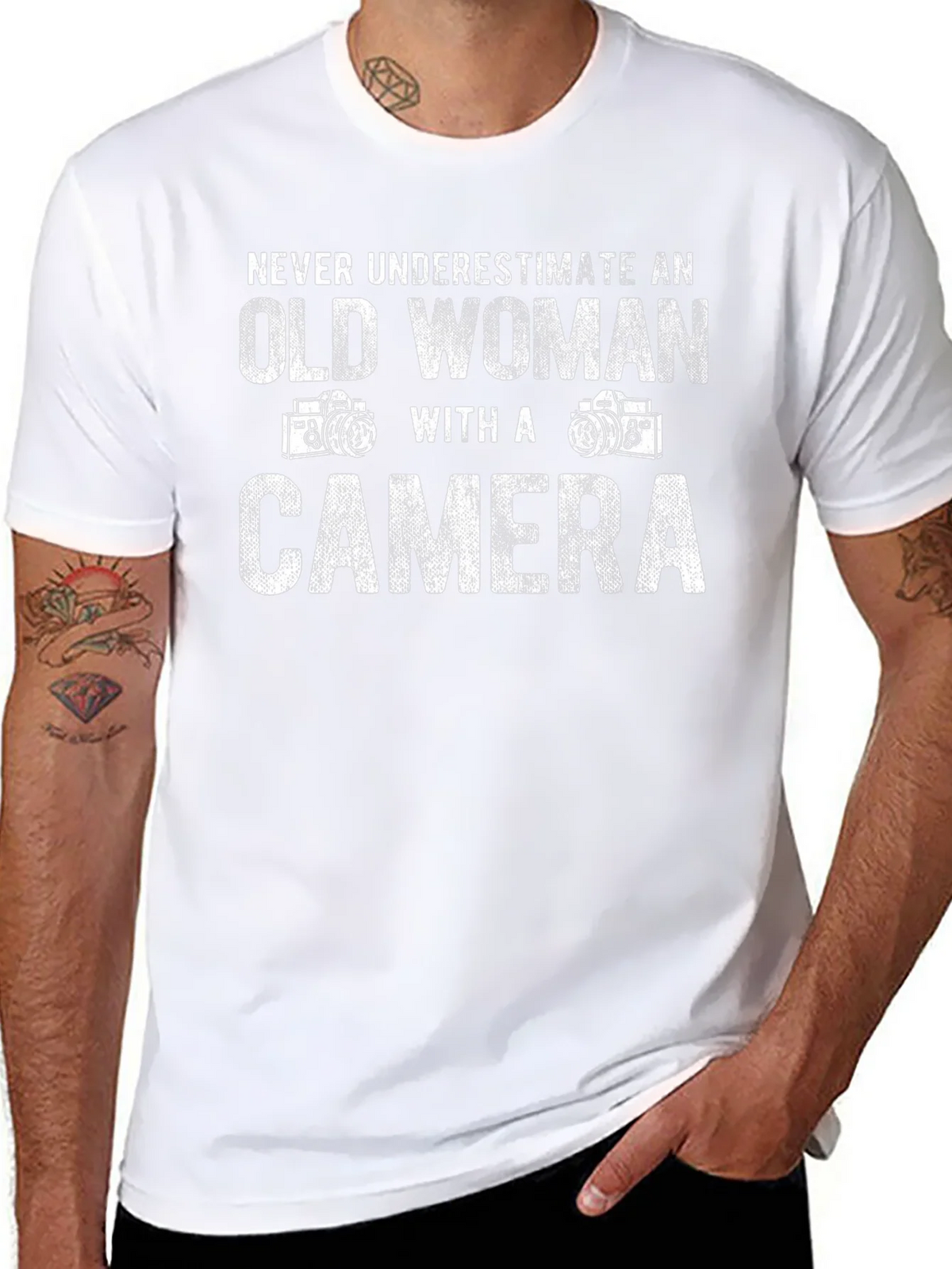 Old Woman Camera T-Shirt - Never Underestimate Gift product image 7