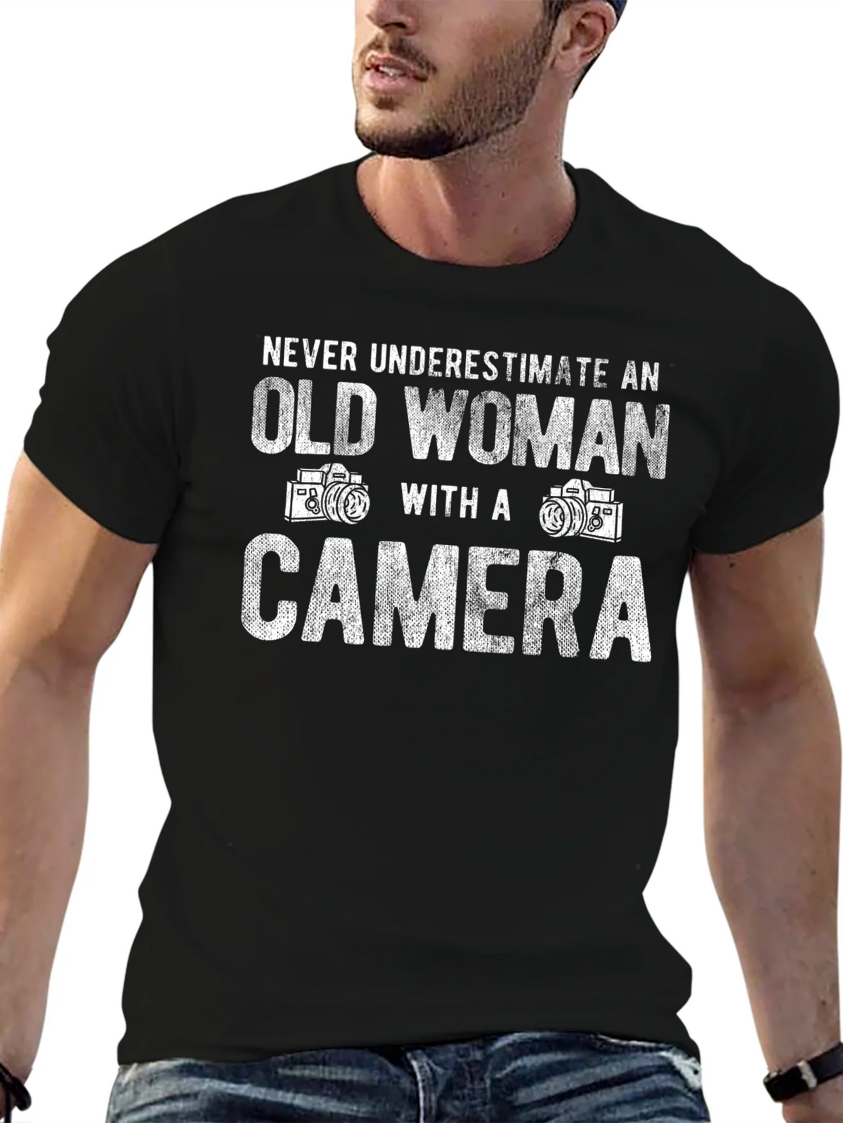 Old Woman Camera T-Shirt - Never Underestimate Gift product image 6