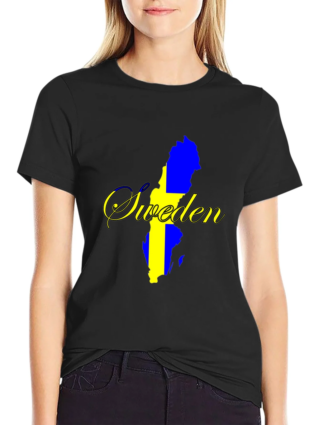 Sweden Map T-Shirt - National Pride Black Tee product image 2