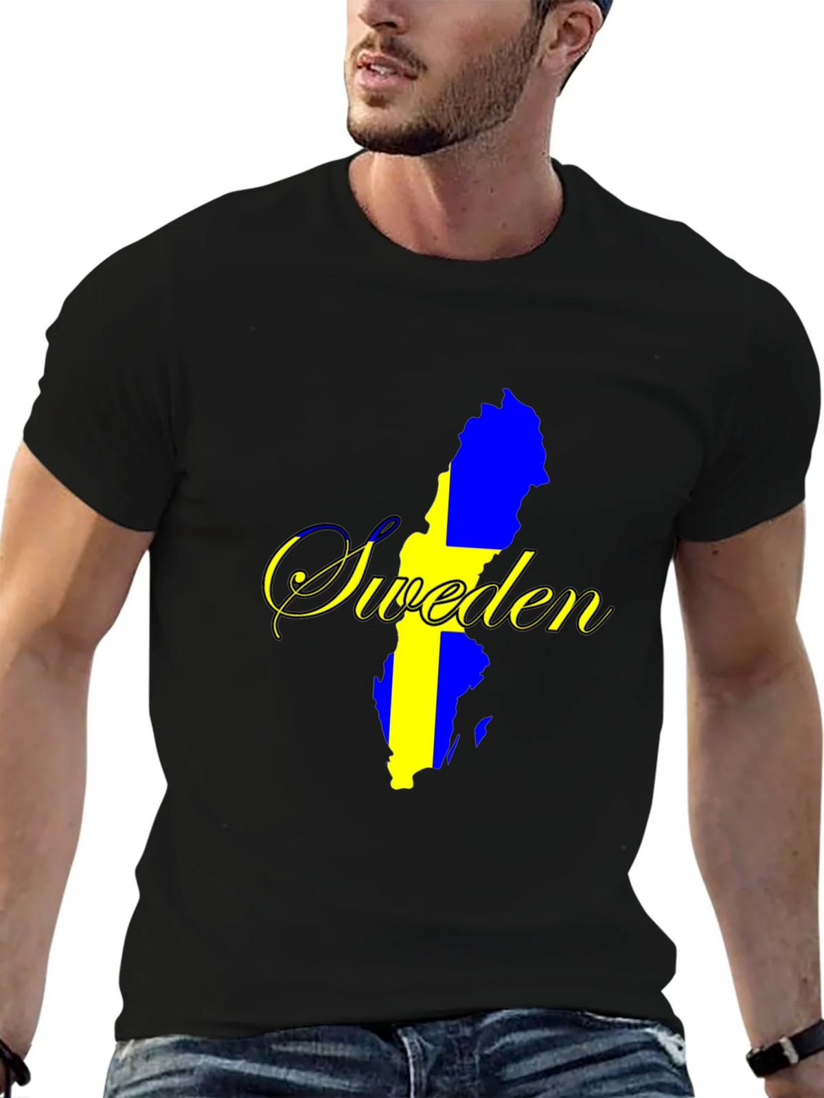 Sweden Map T-Shirt - National Pride Black Tee product image 6