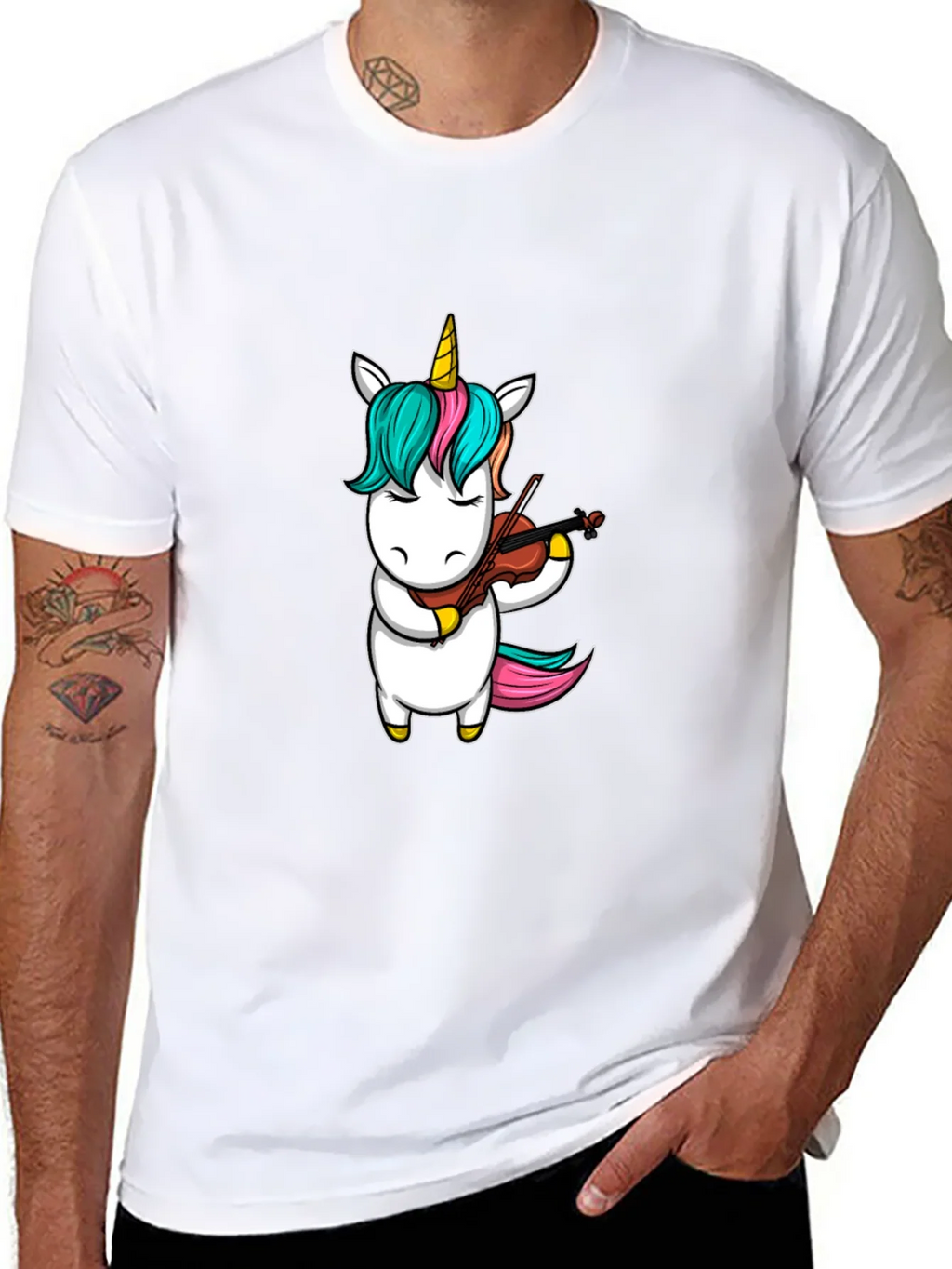 Unicorn Violinist Graphic Tee - Black Casual Shirt product image 7