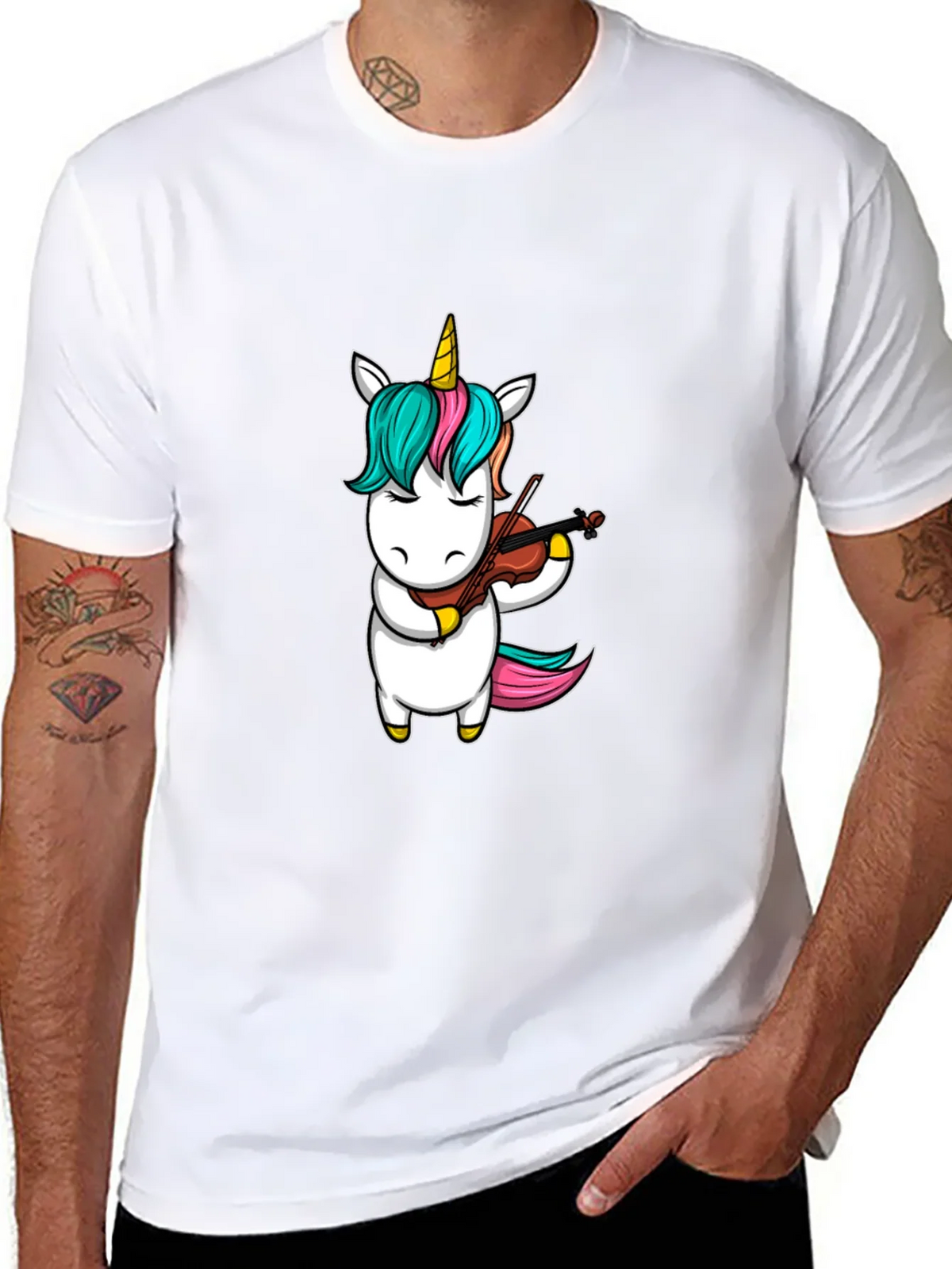 Unicorn Violinist Graphic Tee - Black Casual Shirt product image 7