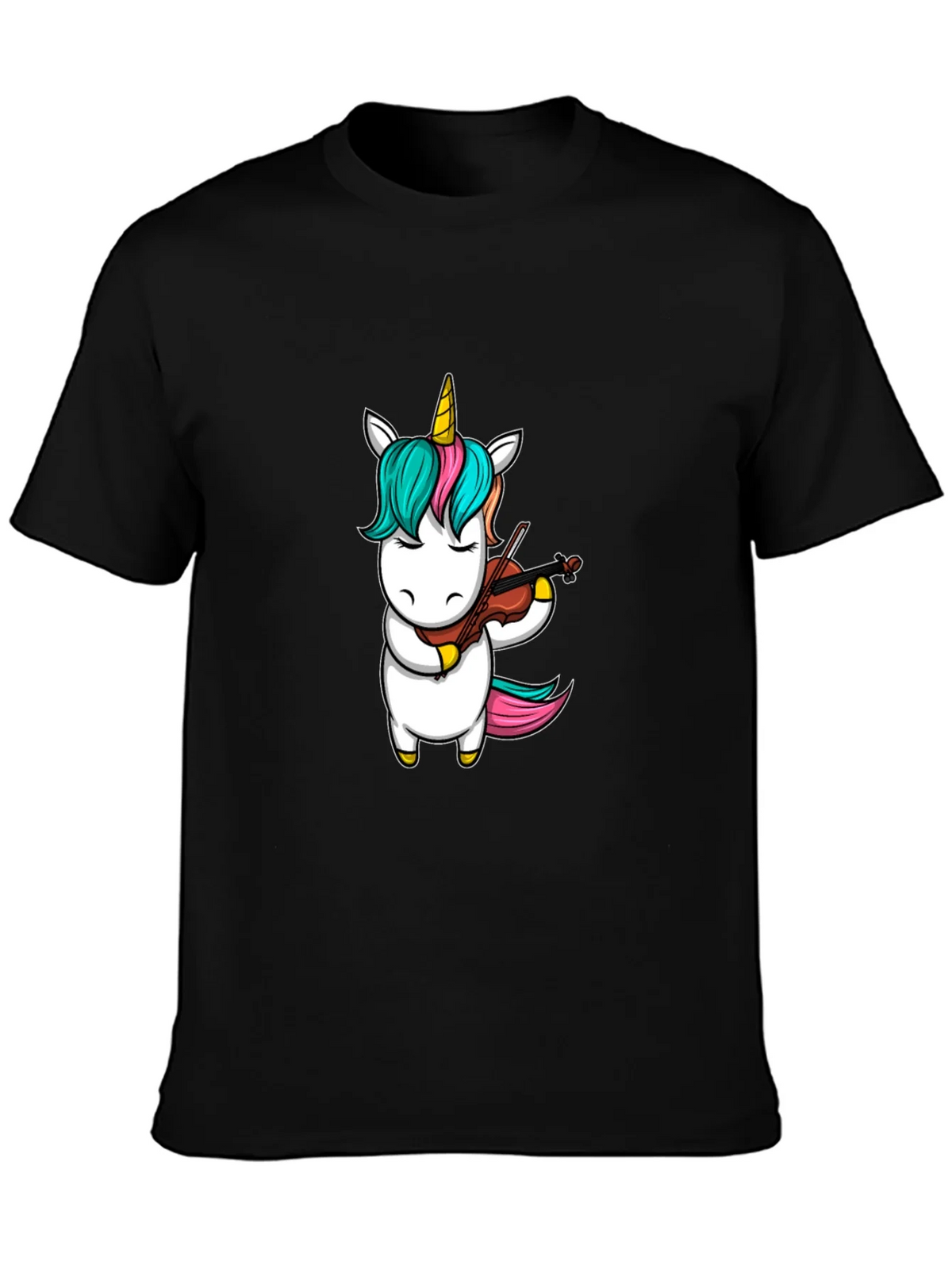 Unicorn Violinist Graphic Tee - Black Casual Shirt product image 3