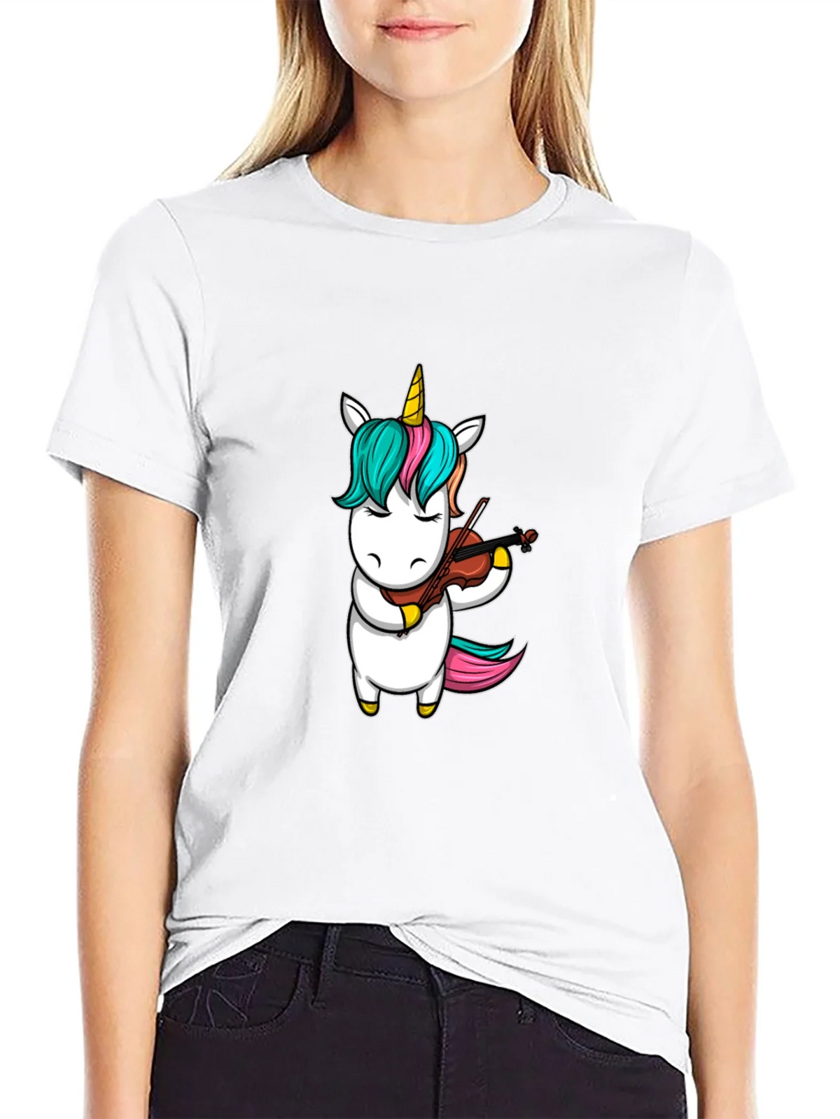 Unicorn Violinist Graphic Tee - Black Casual Shirt product image 8