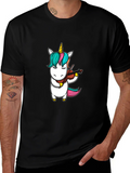 Unicorn Violinist Graphic Tee - Black Casual Shirt product image 1