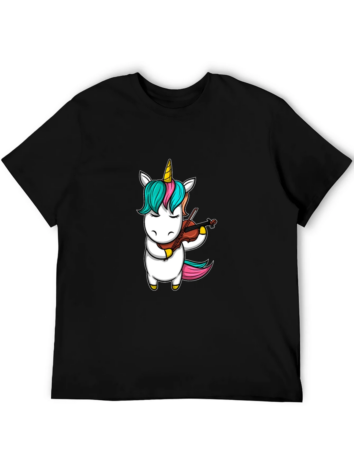Unicorn Violinist Graphic Tee - Black Casual Shirt product image 5