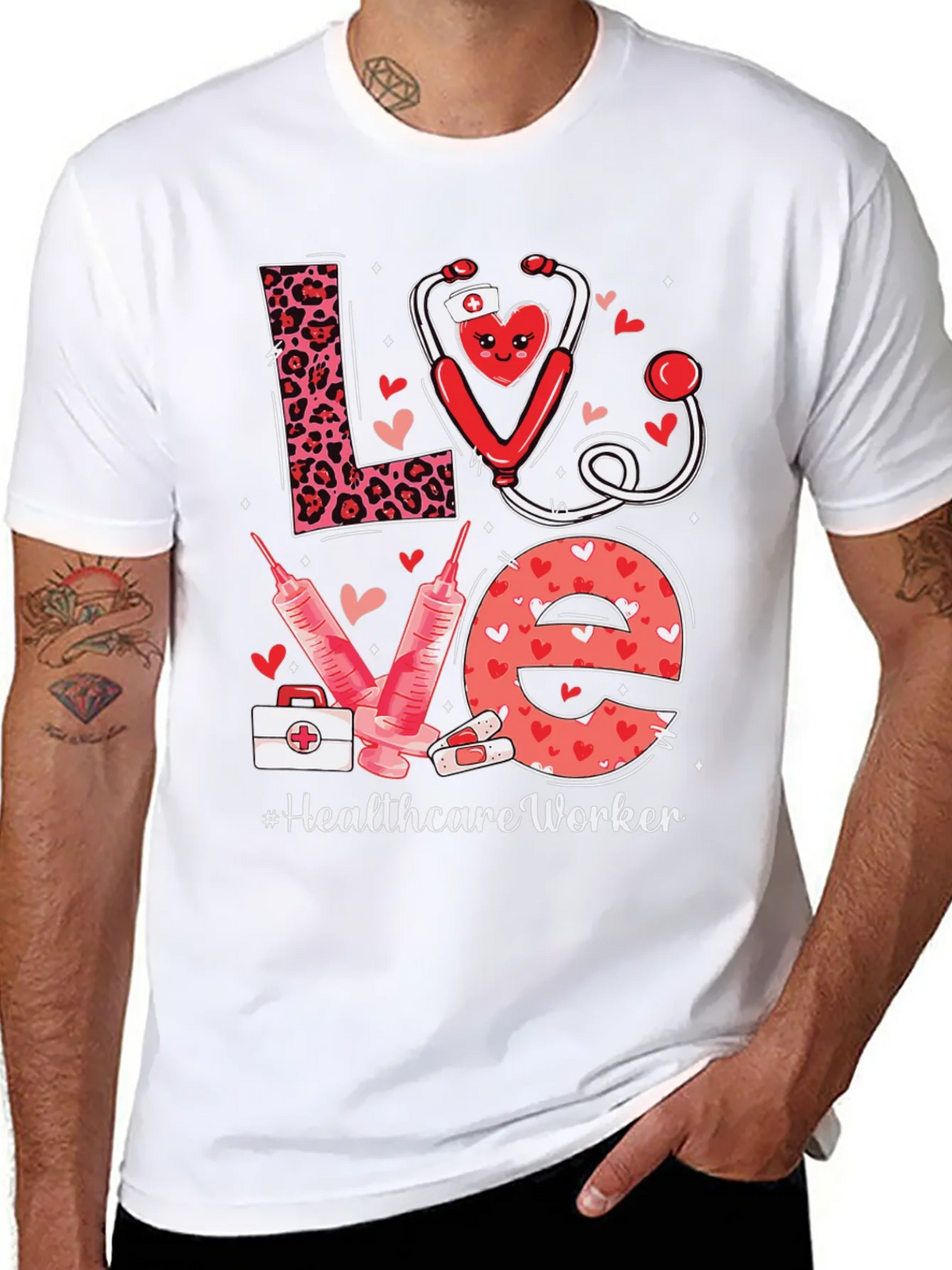 Healthcare Worker LOVE T-Shirt - Nurse/Doctor Valentine Gift product image 7