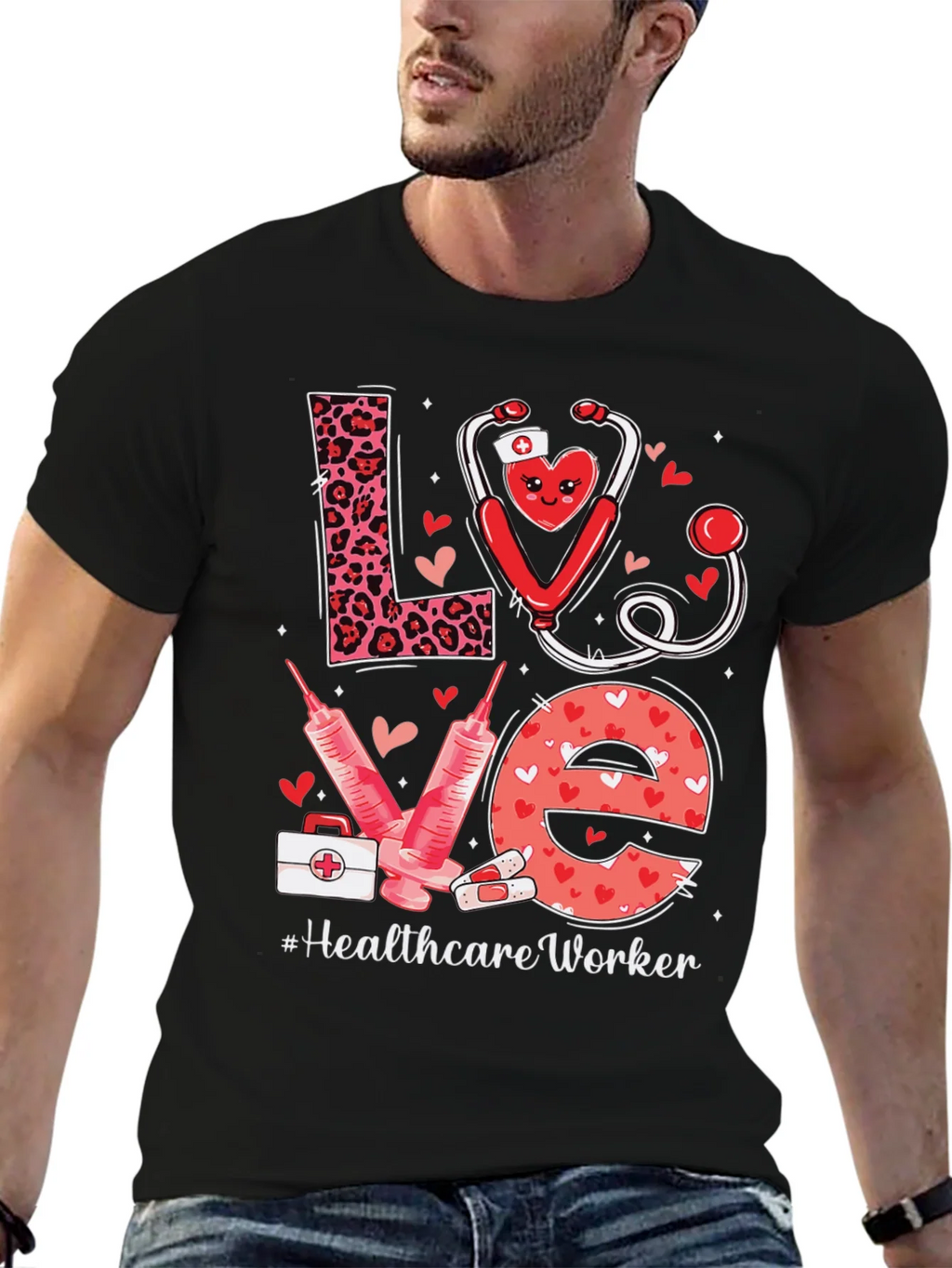 Healthcare Worker LOVE T-Shirt - Nurse/Doctor Valentine Gift product image 6