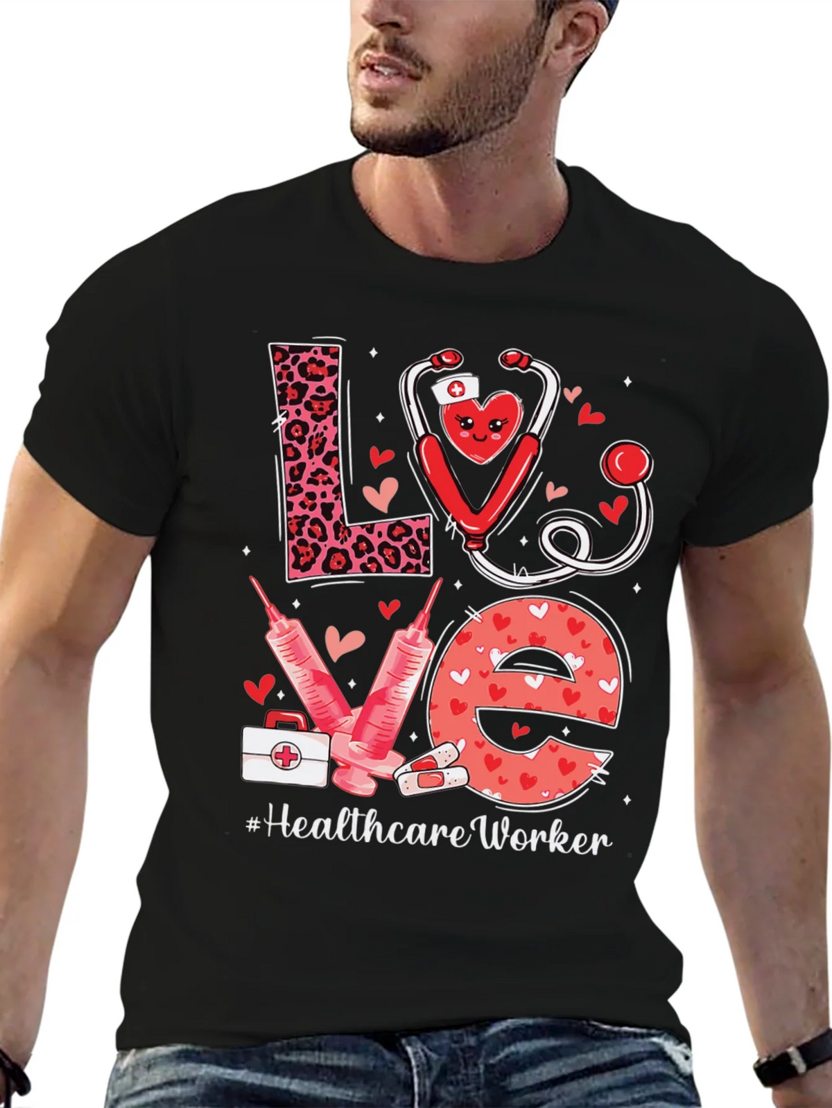 Healthcare Worker LOVE T-Shirt - Nurse/Doctor Valentine Gift product image 6