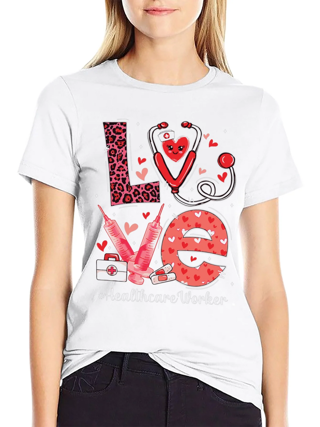 Healthcare Worker LOVE T-Shirt - Nurse/Doctor Valentine Gift product image 8