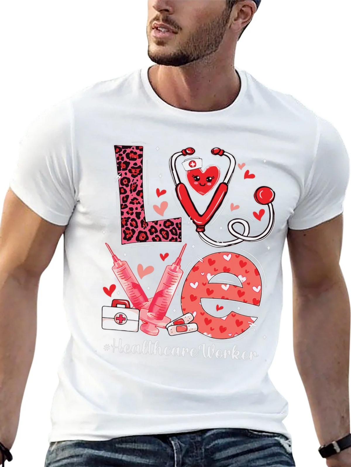 Healthcare Worker LOVE T-Shirt - Nurse/Doctor Valentine Gift product image 12