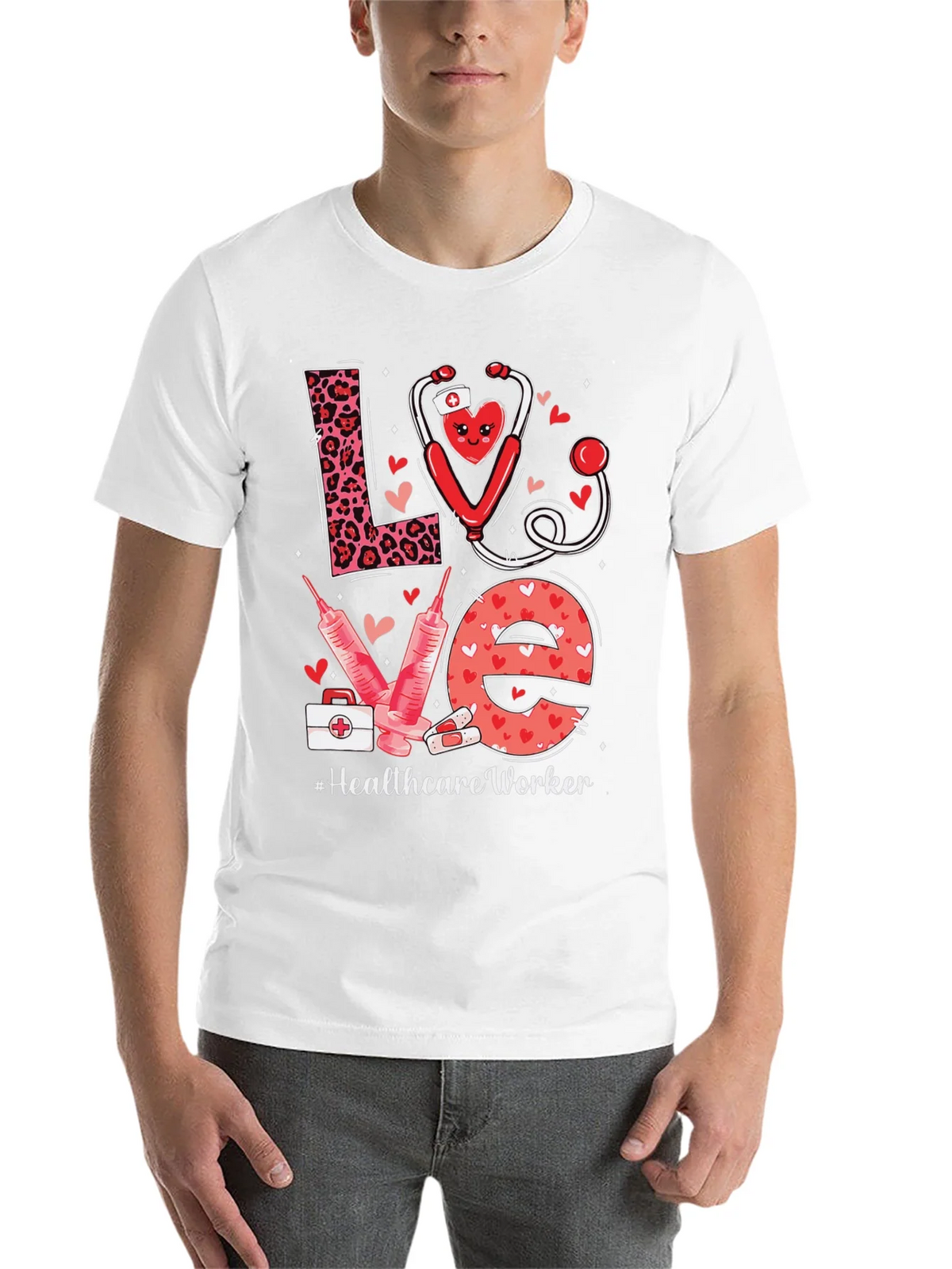 Healthcare Worker LOVE T-Shirt - Nurse/Doctor Valentine Gift product image 10