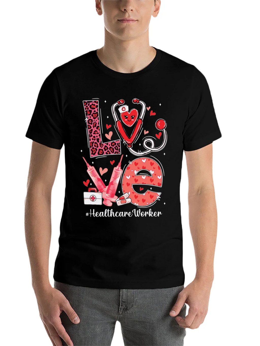 Healthcare Worker LOVE T-Shirt - Nurse/Doctor Valentine Gift product image 4