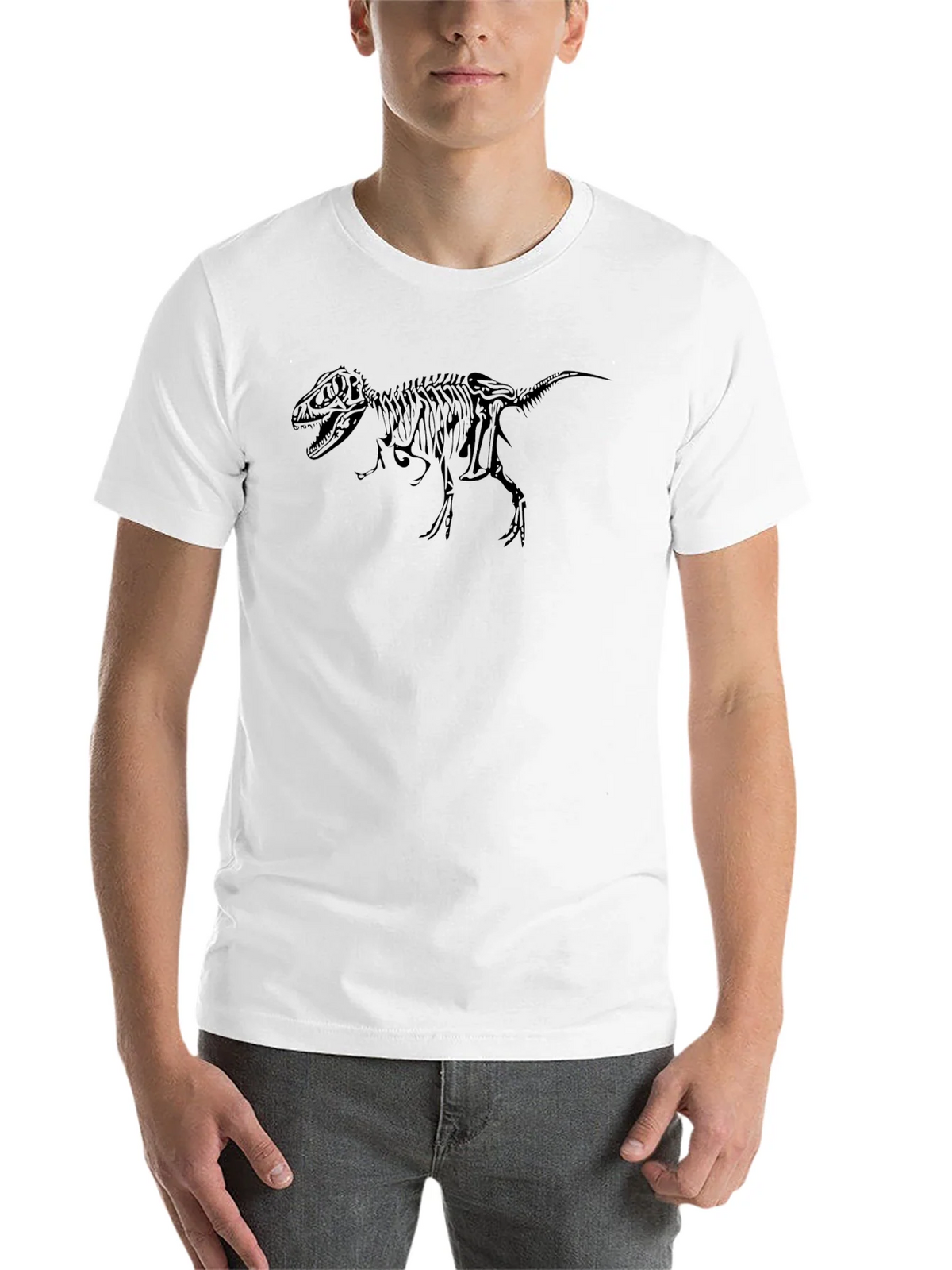 Dino Skeleton Graphic Tee - Black Cotton T-Shirt product image 10