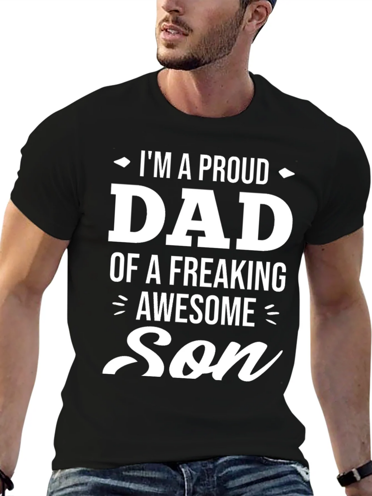 Proud Dad of an Awesome Son Black Graphic Tee product image 6