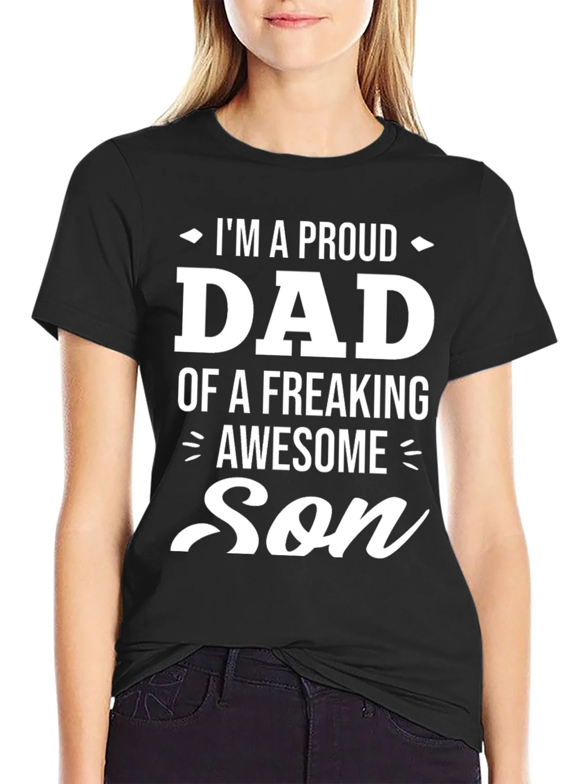 Proud Dad of an Awesome Son Black Graphic Tee product image 2