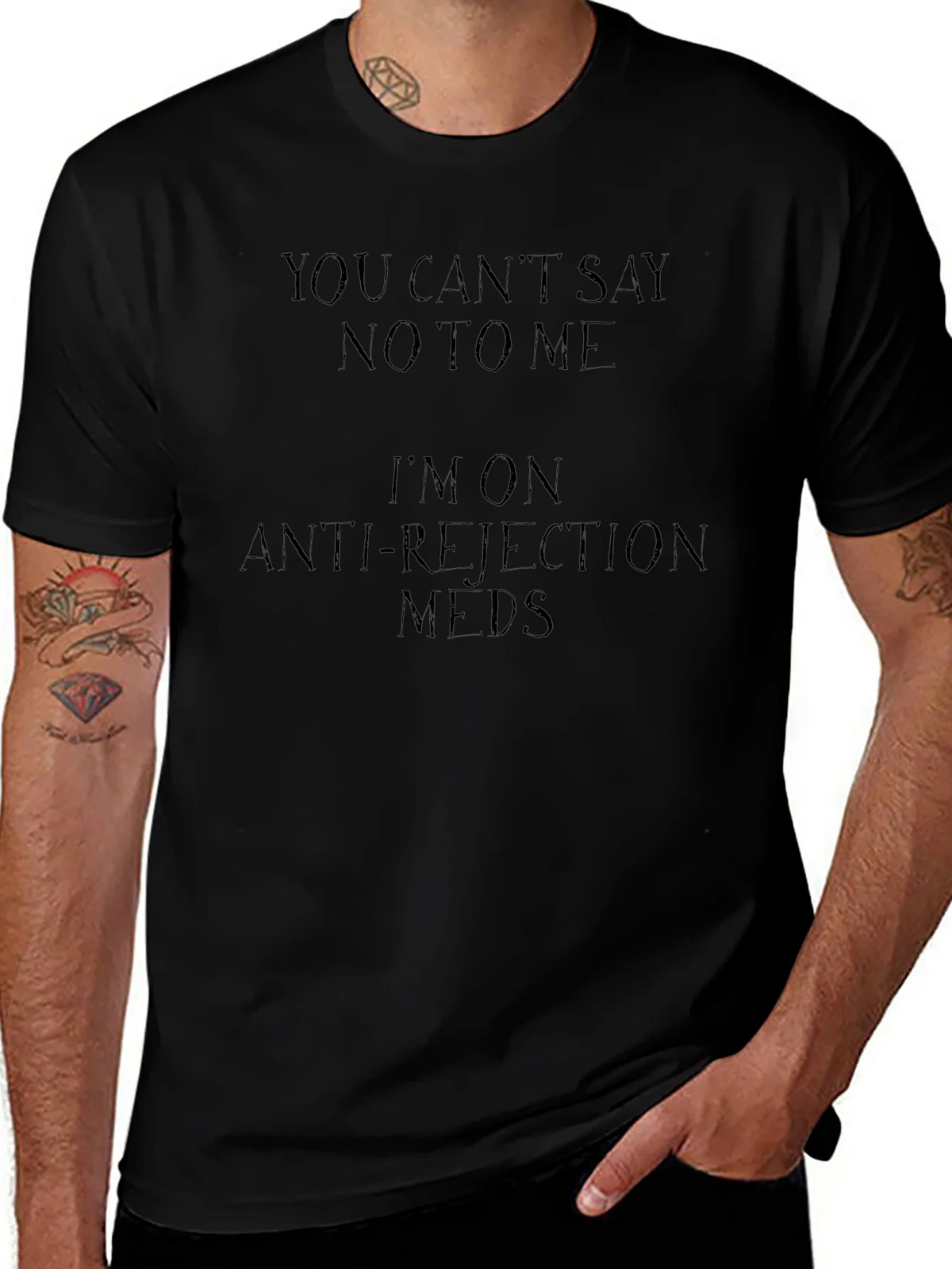 Funny Anti-Rejection Meds Black T-Shirt product image 1
