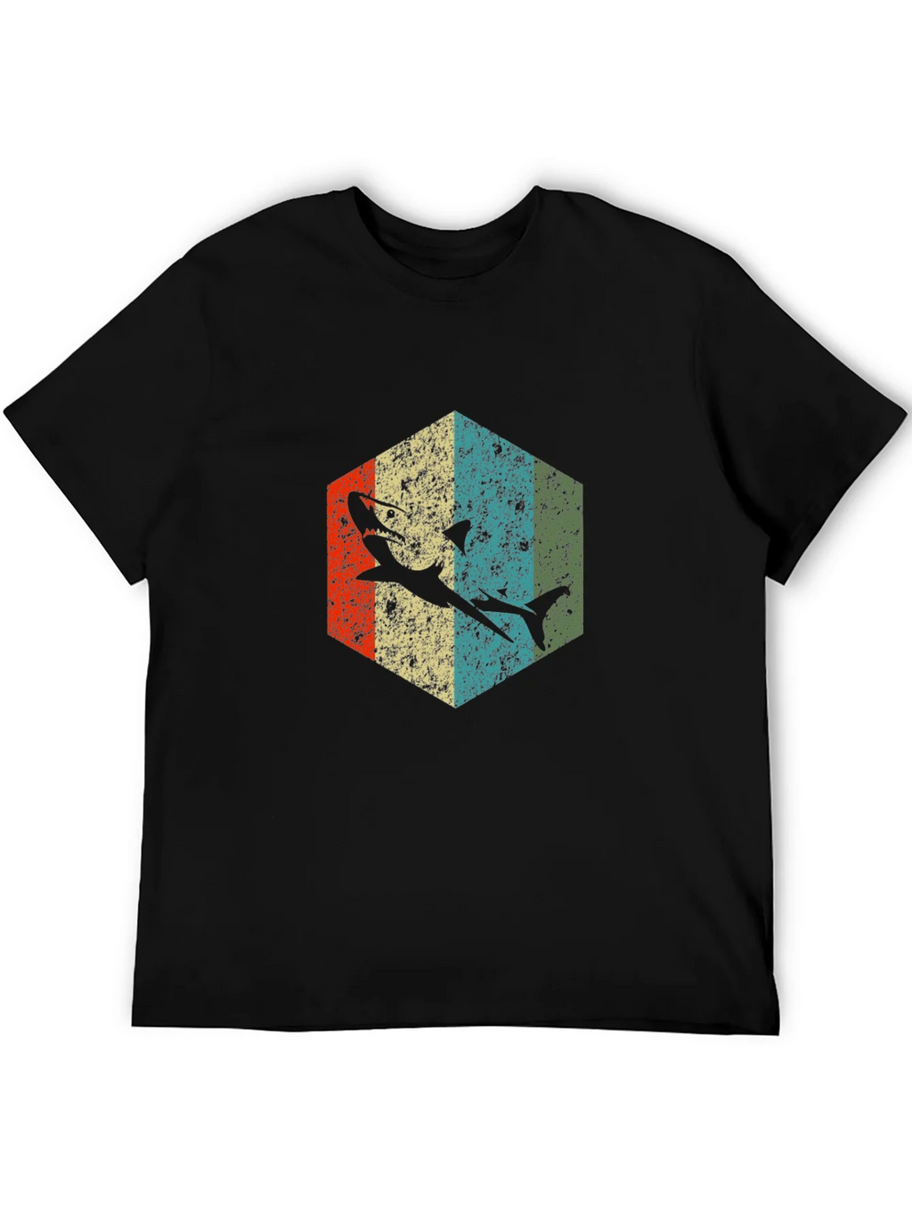Retro Shark Graphic Tee - Black Cotton Blend product image 5