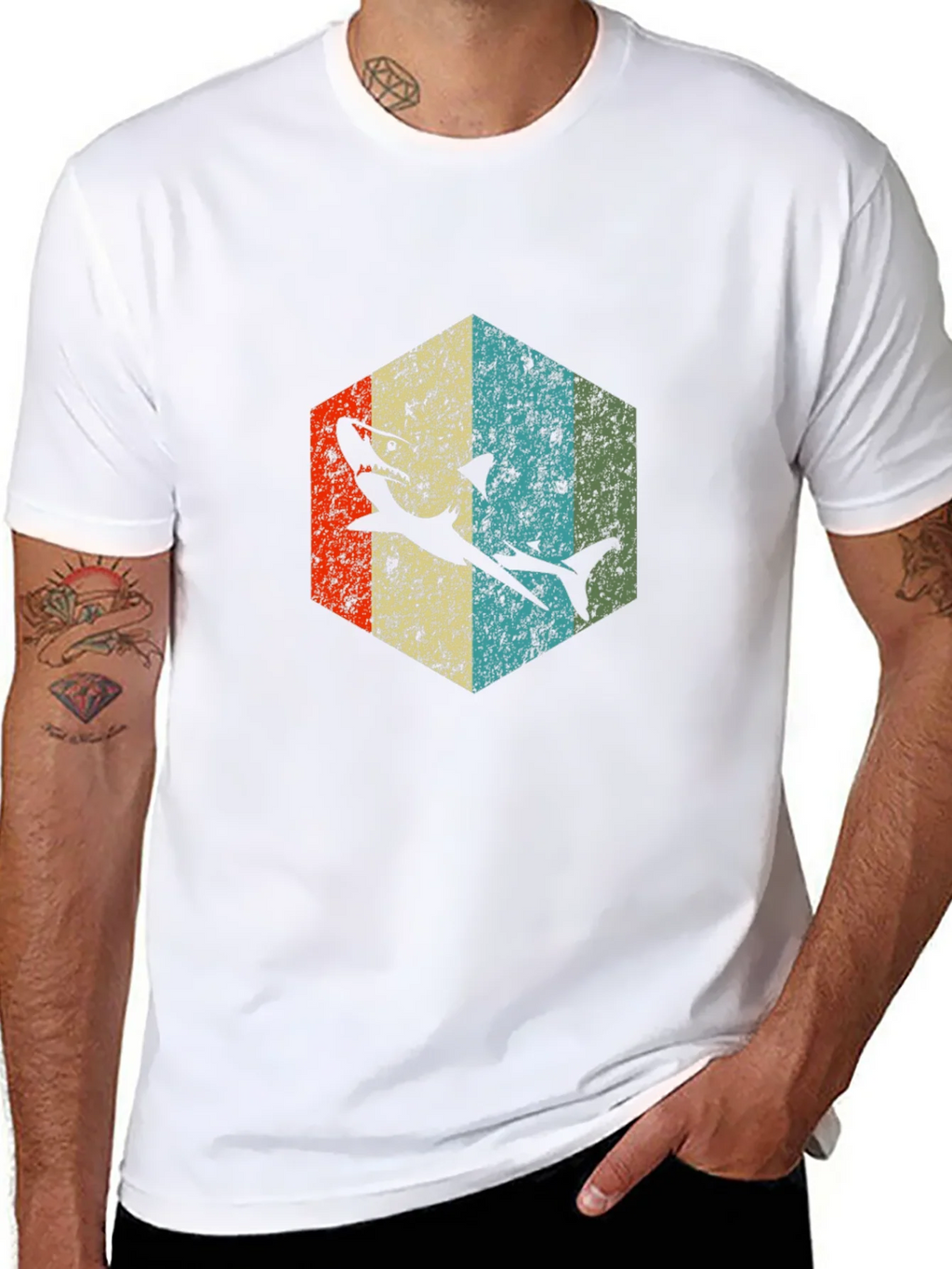 Retro Shark Graphic Tee - Black Cotton Blend product image 7
