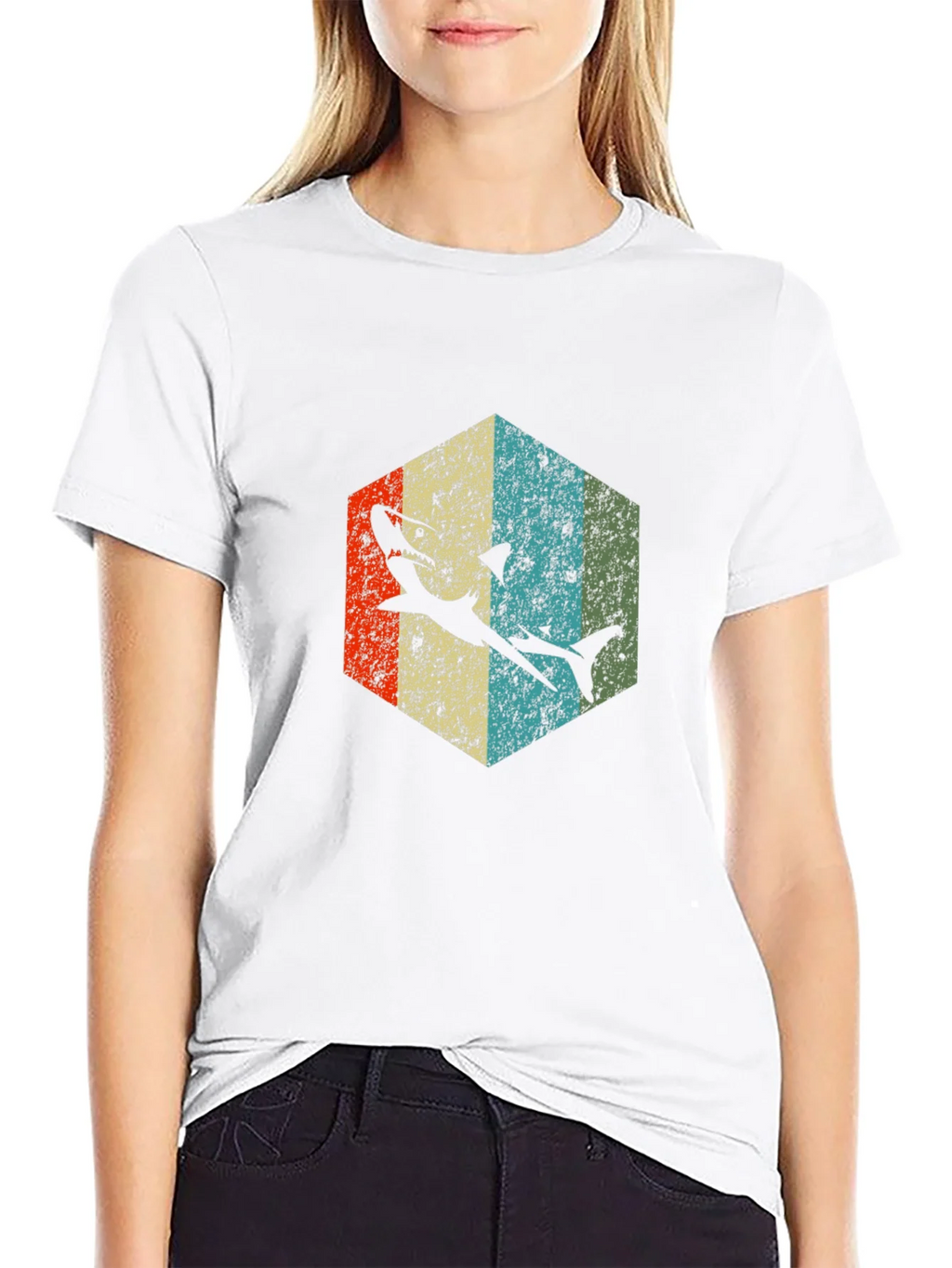 Retro Shark Graphic Tee - Black Cotton Blend product image 8
