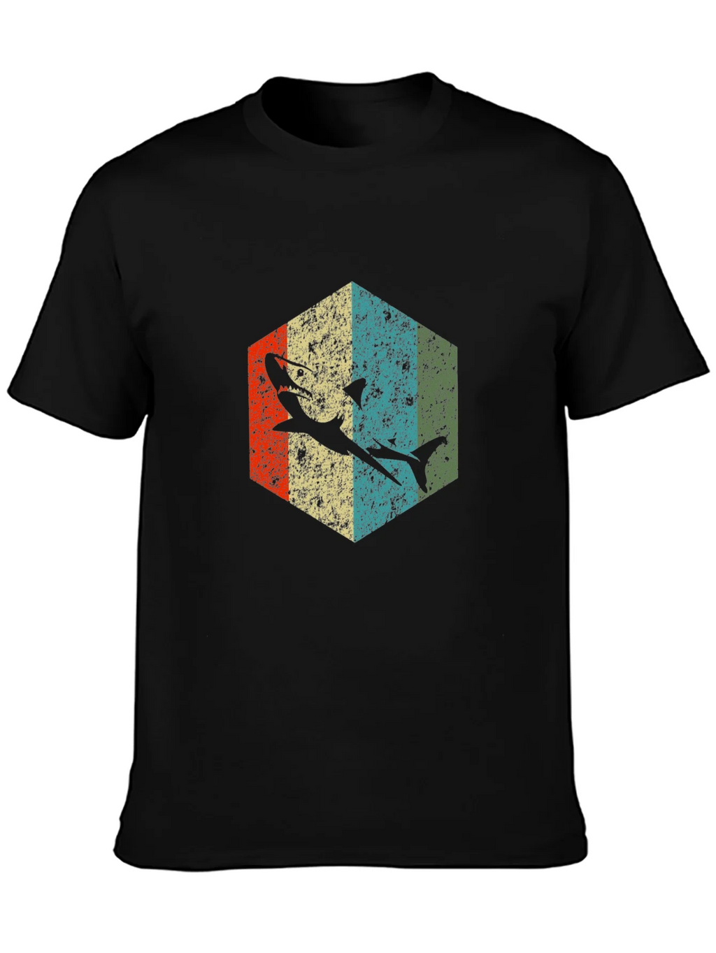 Retro Shark Graphic Tee - Black Cotton Blend product image 3