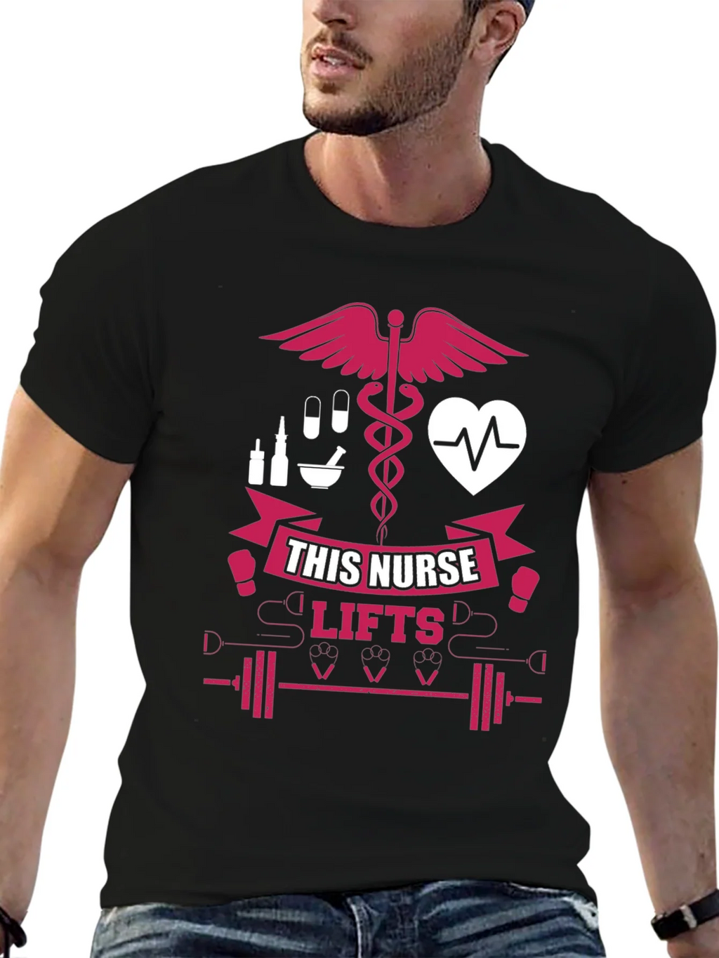 Nurse Lifts T-Shirt - Black Gym Tee for Healthcare Heroes product image 6