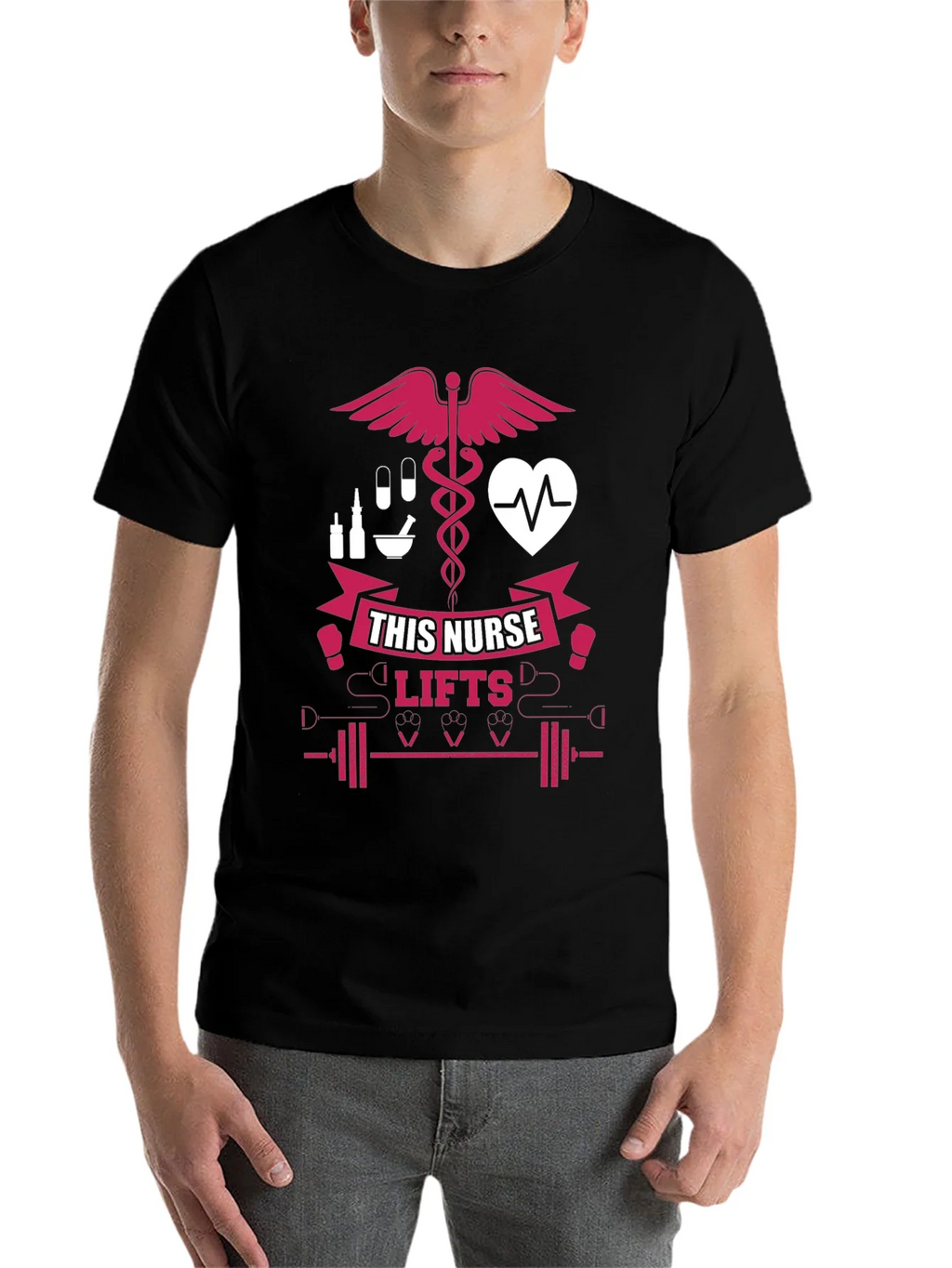 Nurse Lifts T-Shirt - Black Gym Tee for Healthcare Heroes product image 4