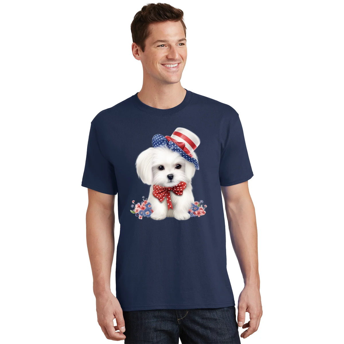 Maltese Dog Puppy USA Flag American Dogs Patriotic 4th Of product image 1