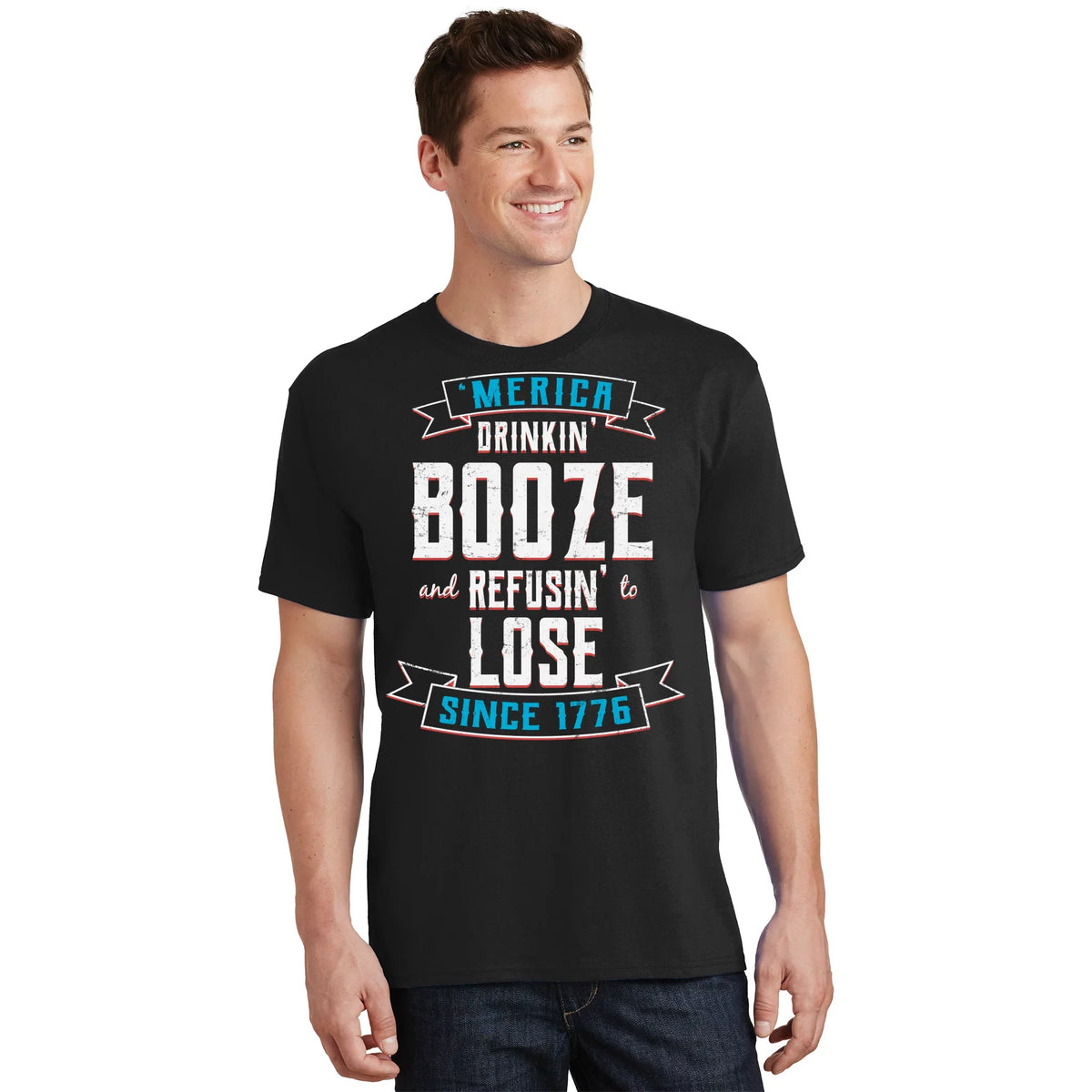 Merica Drinkin' Booze And Refusin' To Lose T-Shirt product image 1