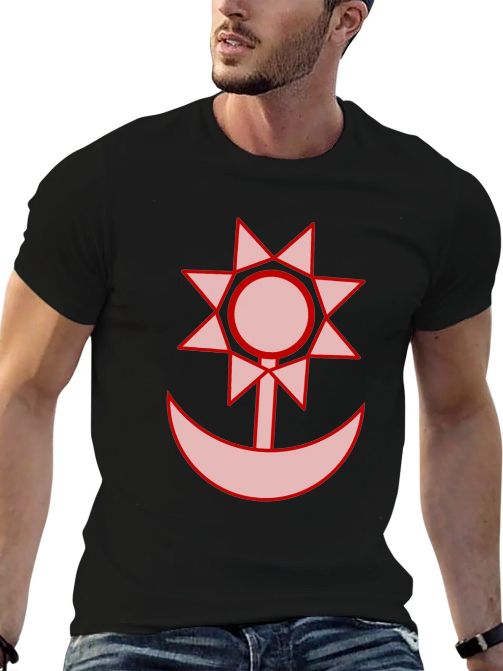 Graphic Black T-Shirt - Sun and Moon Design product image 6