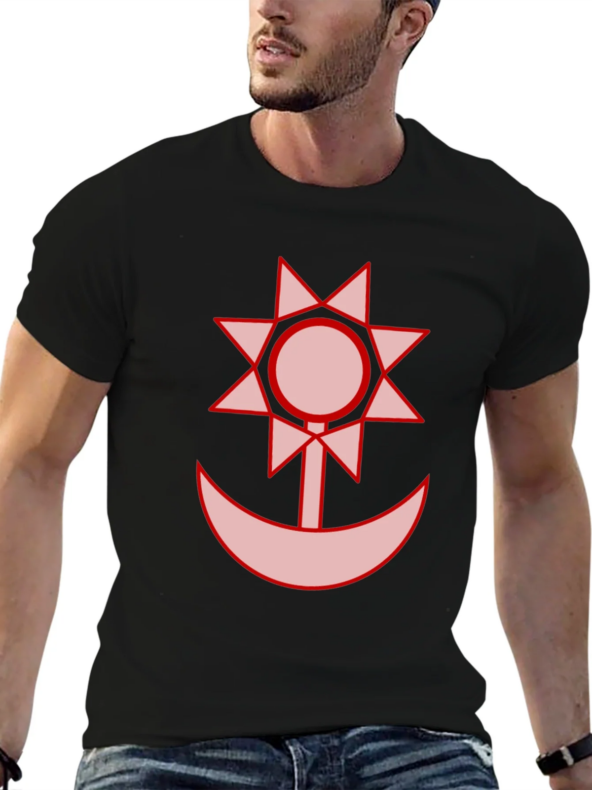 Graphic Black T-Shirt - Sun and Moon Design product image 6