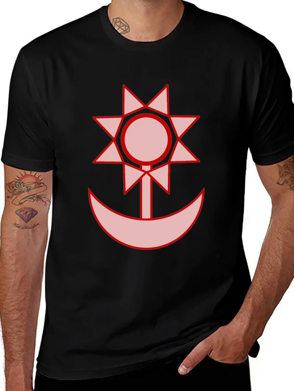 Graphic Black T-Shirt - Sun and Moon Design product image 1