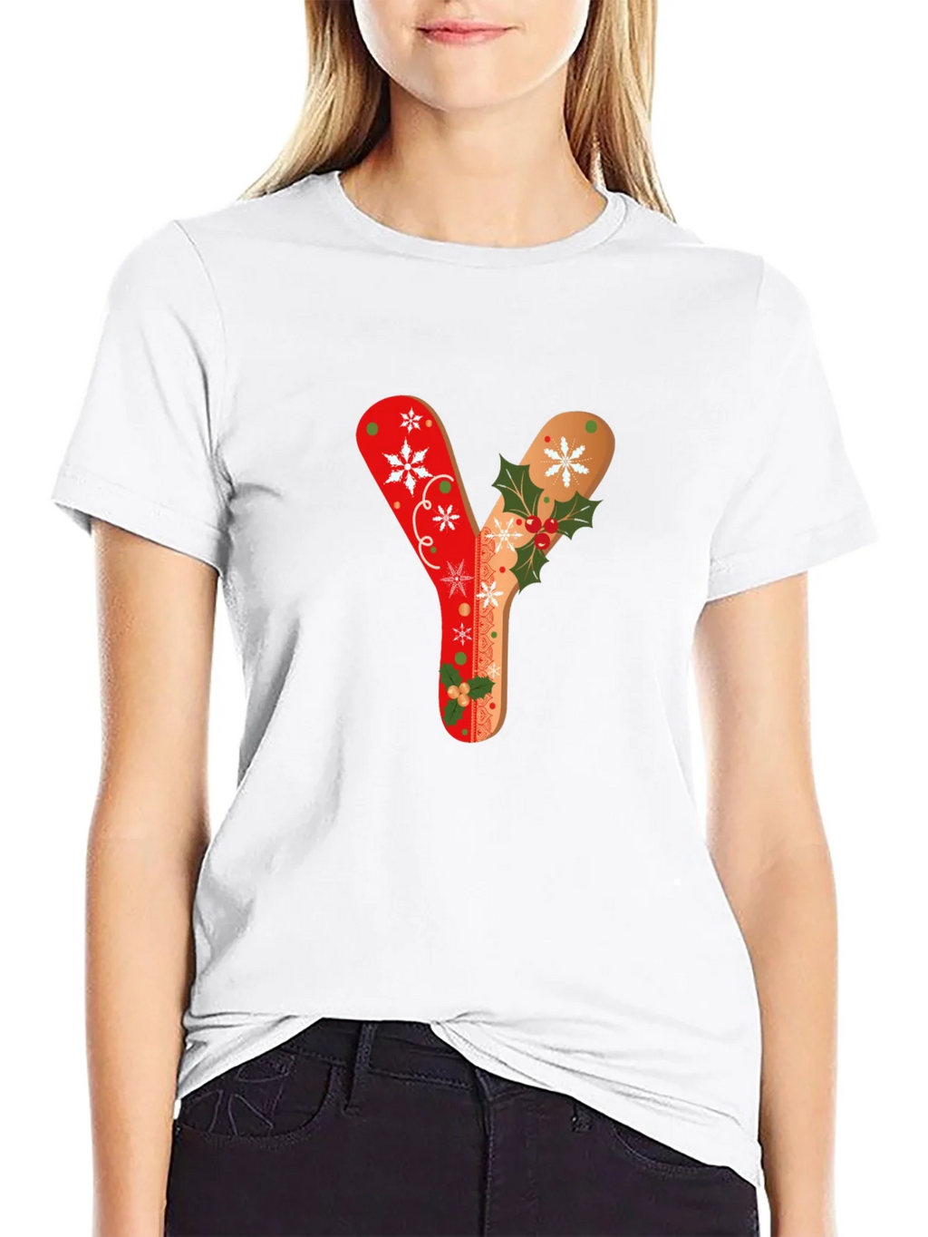 Festive Letter Y Christmas T-Shirt product image 8