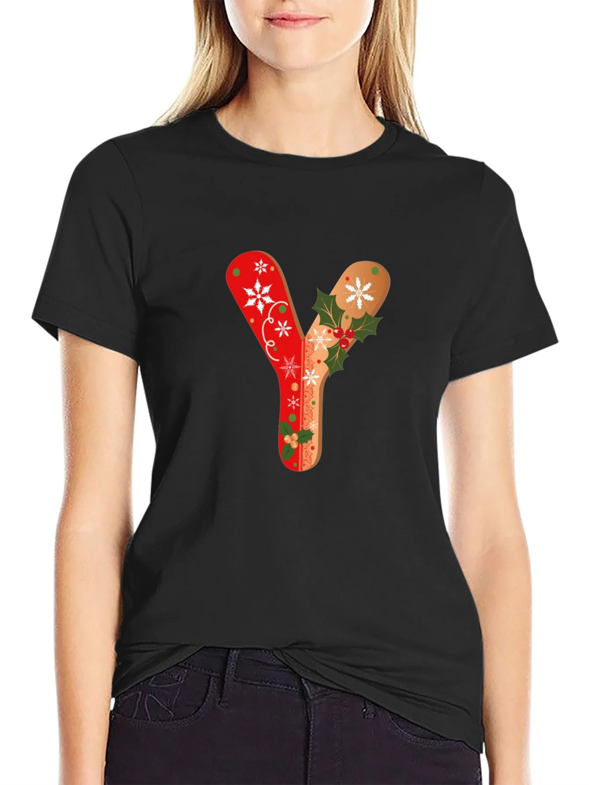 Festive Letter Y Christmas T-Shirt product image 2
