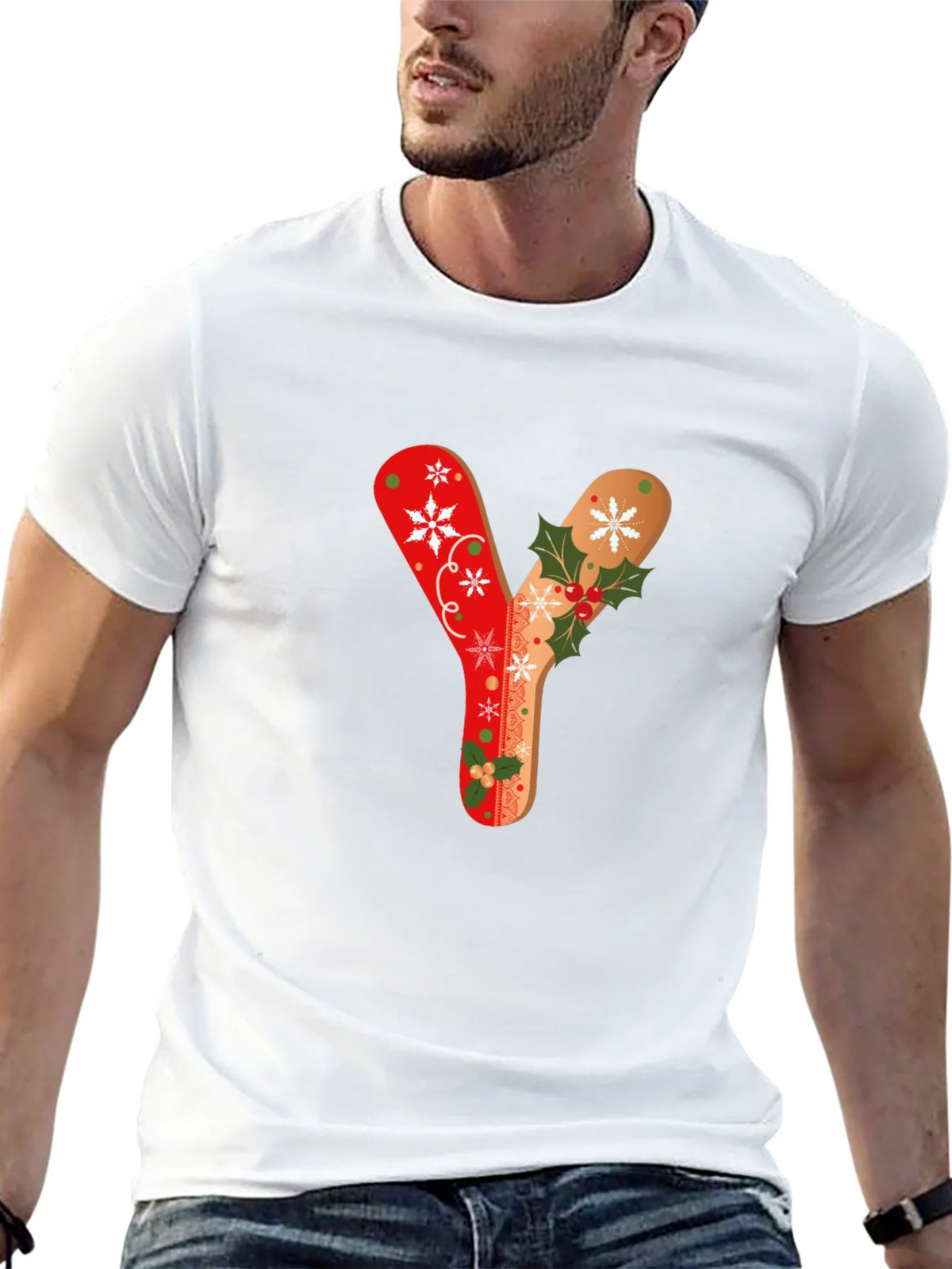 Festive Letter Y Christmas T-Shirt product image 12
