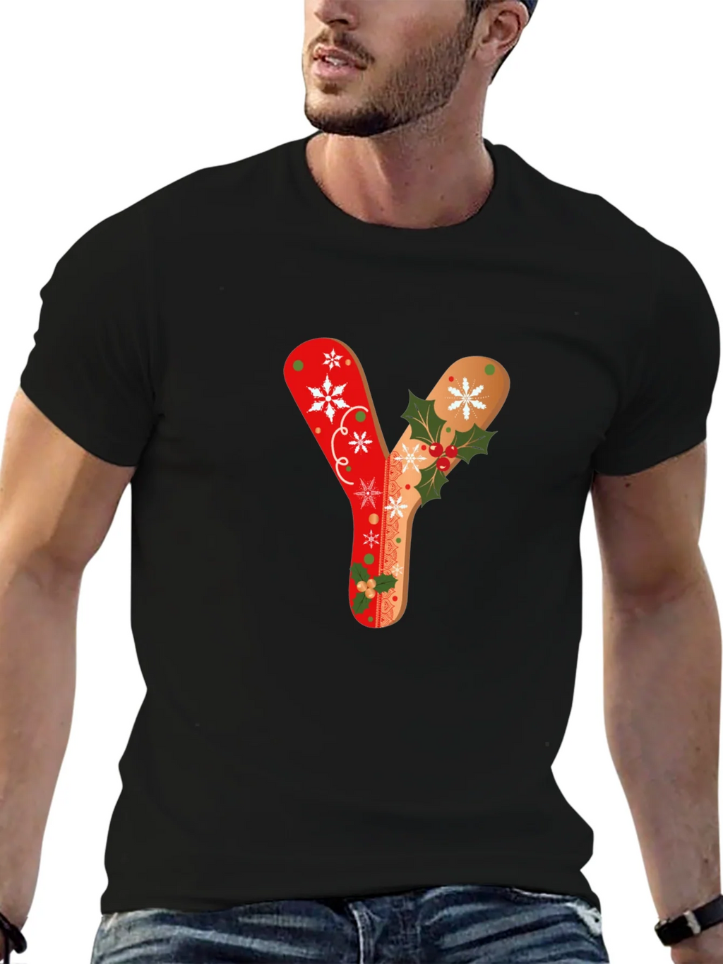 Festive Letter Y Christmas T-Shirt product image 6
