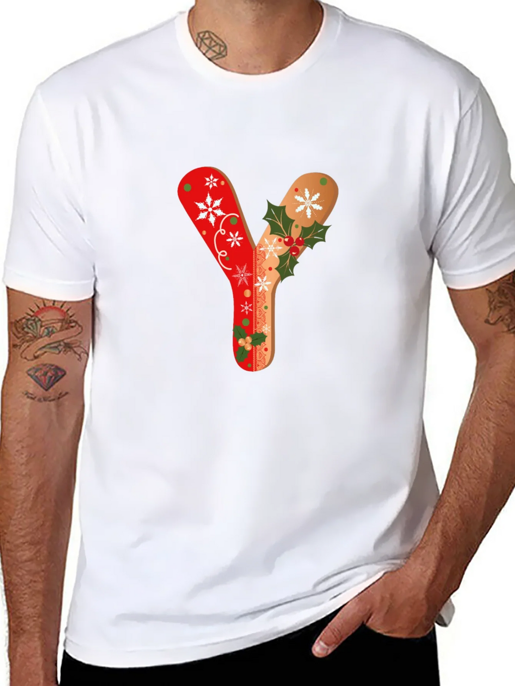 Festive Letter Y Christmas T-Shirt product image 7