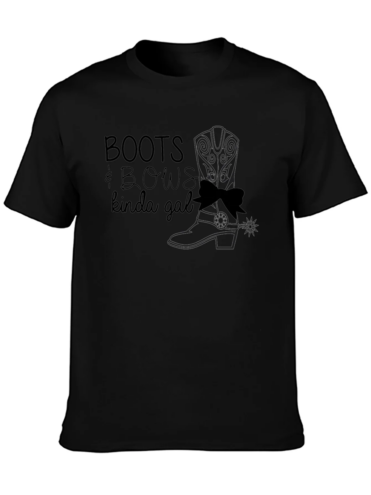 Boots & Bows Kinda Gal Black T-Shirt product image 3