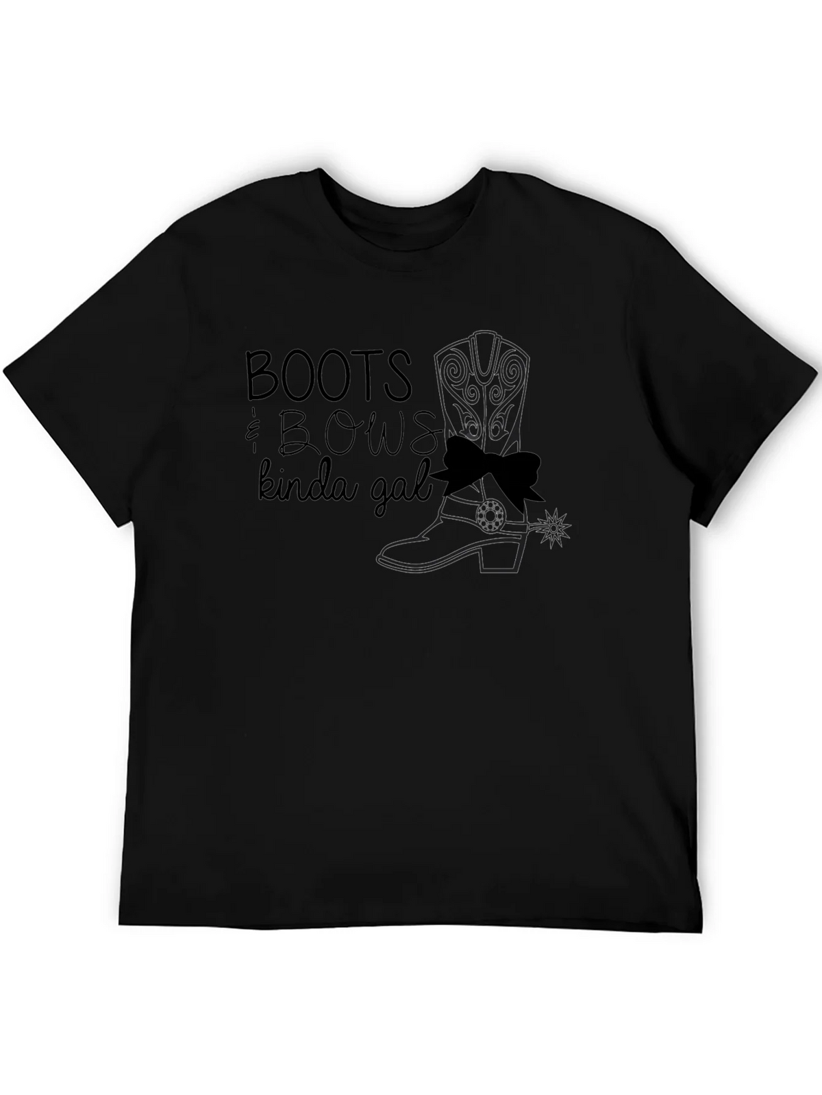 Boots & Bows Kinda Gal Black T-Shirt product image 5