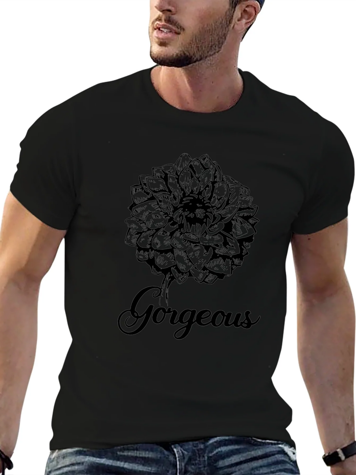 Gorgeous Flower Graphic Print Black T-Shirt product image 6