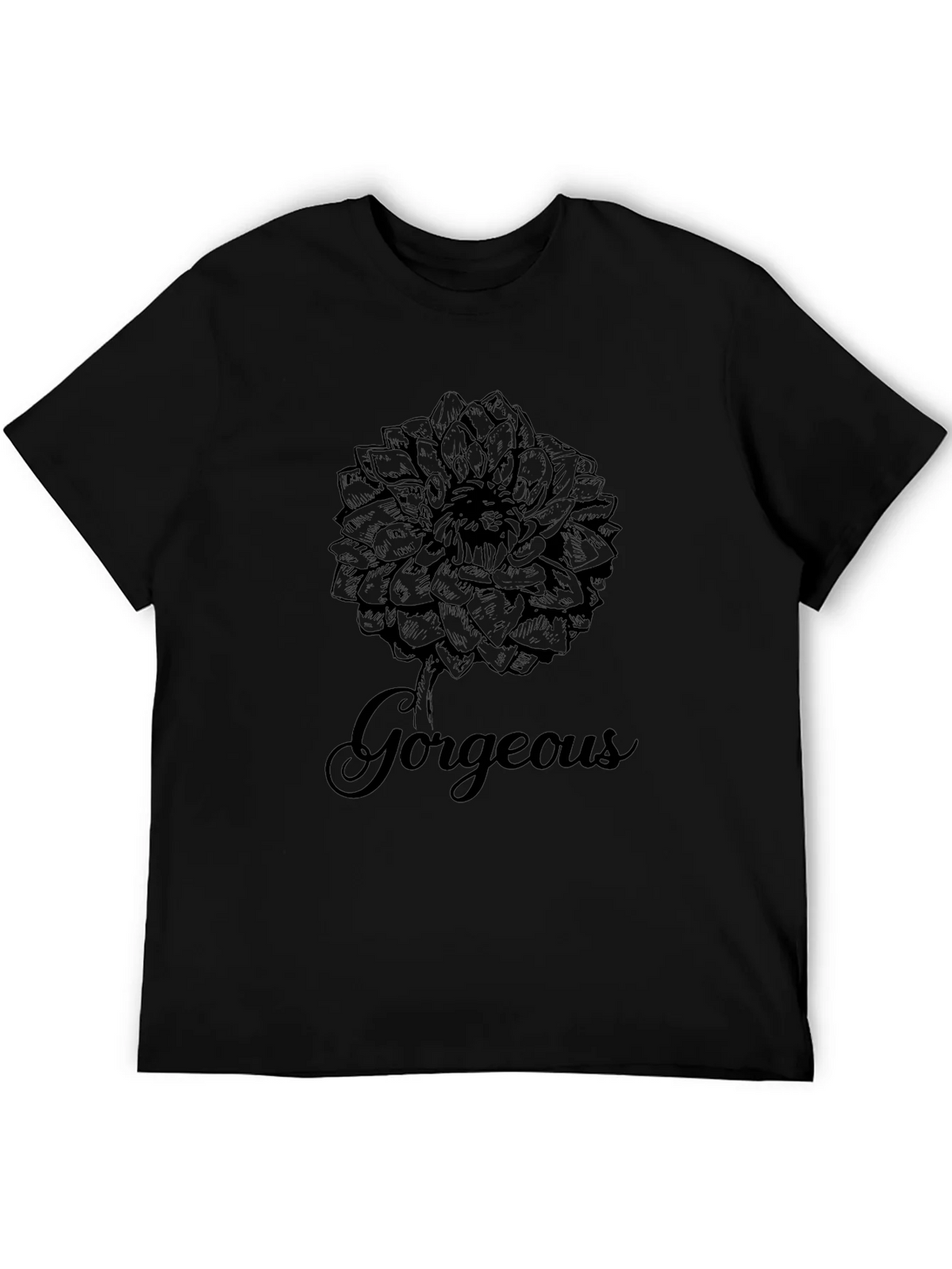 Gorgeous Flower Graphic Print Black T-Shirt product image 5
