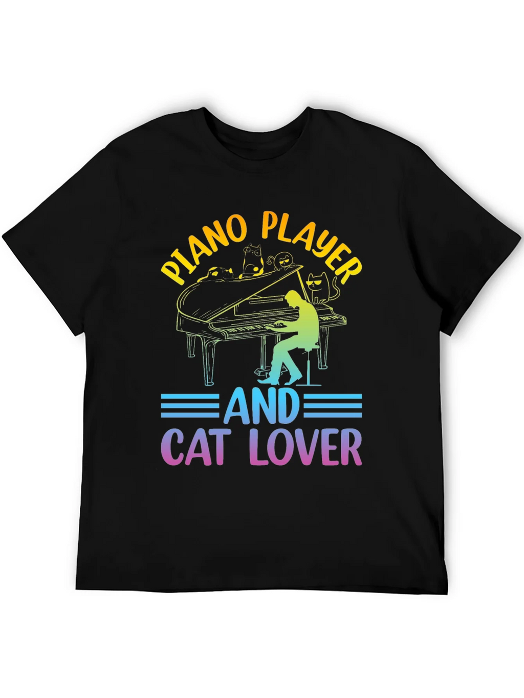 Piano Player Cat Lover T-Shirt - Music & Feline Fun product image 5
